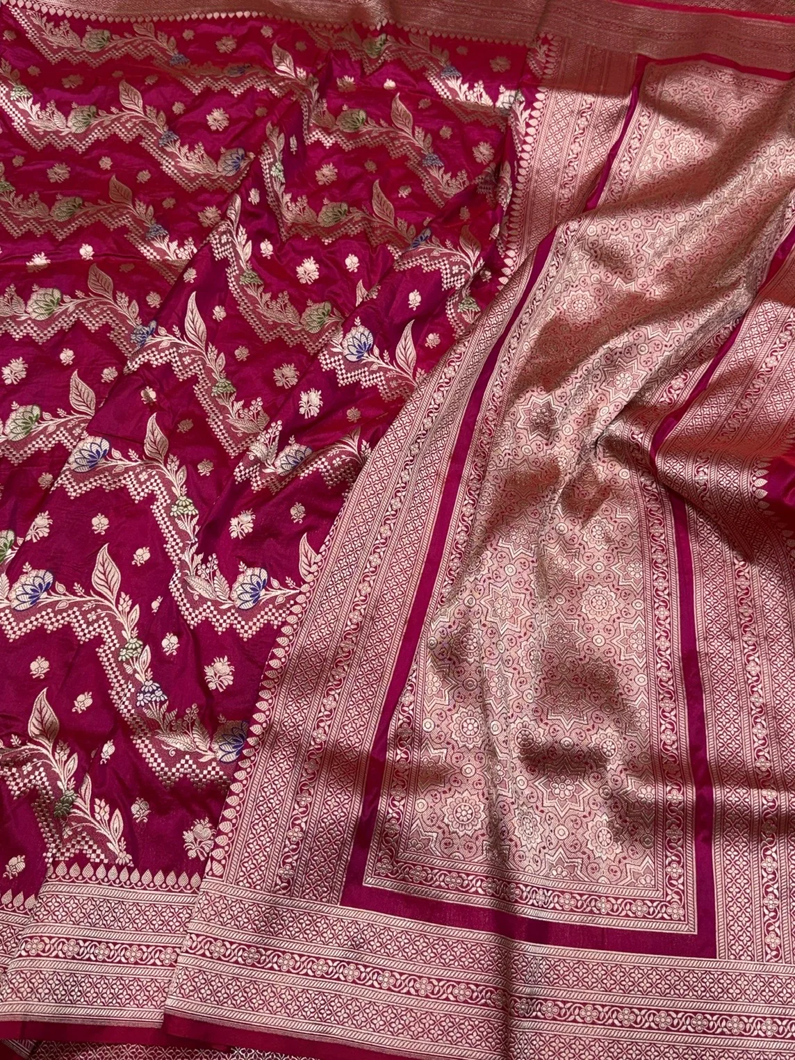Banarasi Minakari Pure Katan Silk Saree | Pure Silk | Minakari Work | Cutwork Technique | Banarasi Katan Silk Saree - Image 6