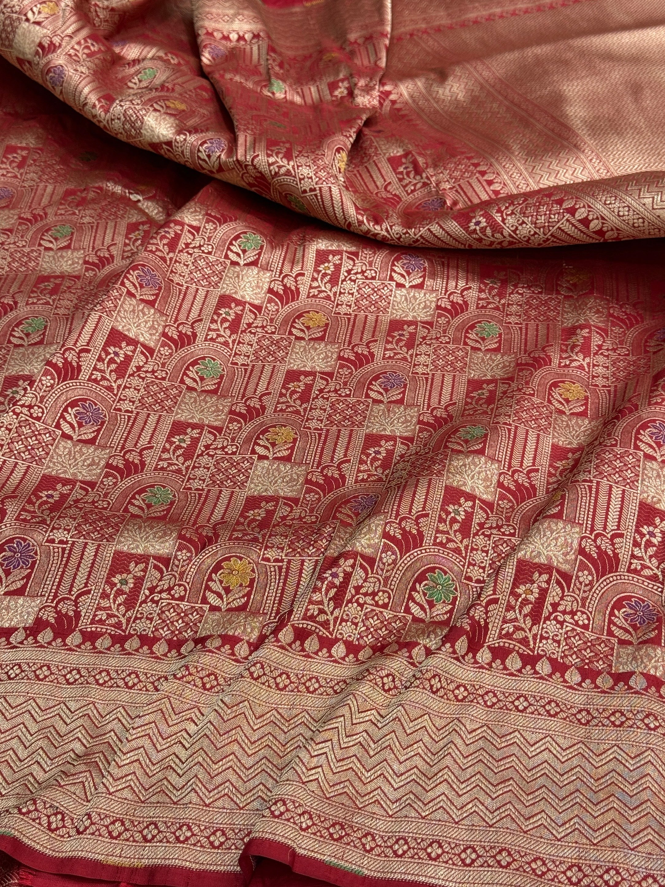 Banarasi Minakari Pure Silk Brocade Saree | 100% Pure Katan Silk - Image 13