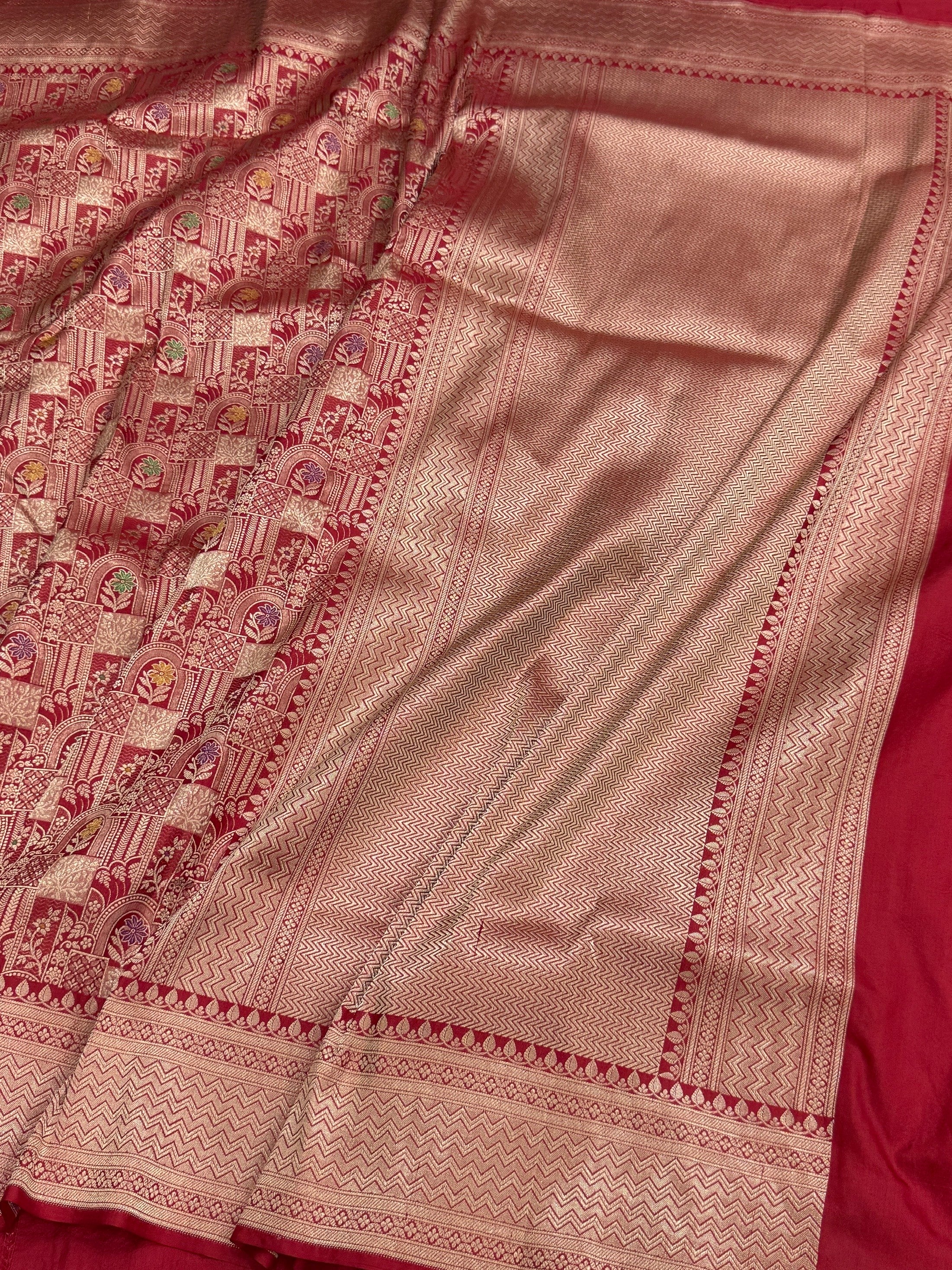 Banarasi Minakari Pure Silk Brocade Saree | 100% Pure Katan Silk - Image 15