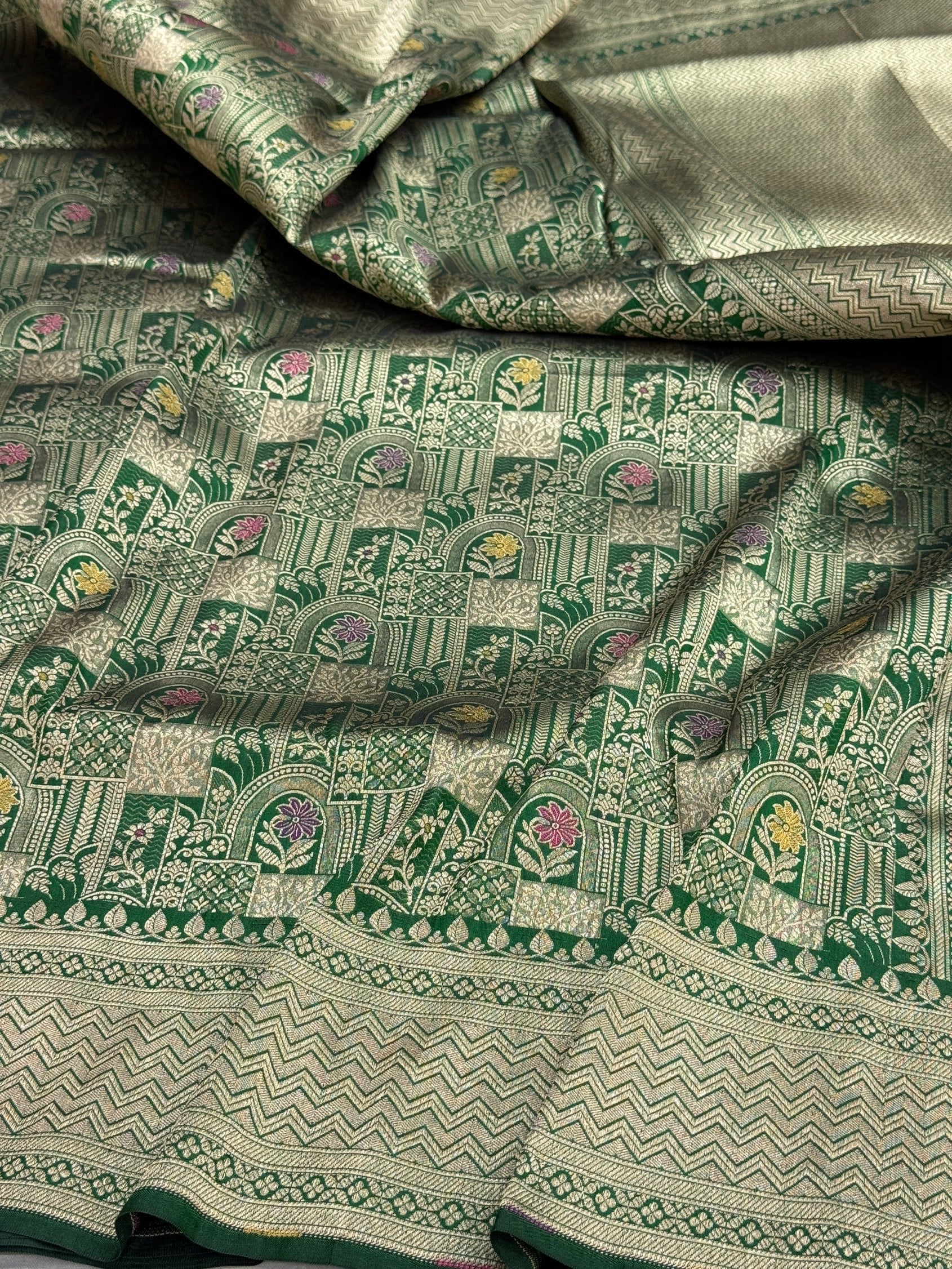 Banarasi Minakari Pure Silk Brocade Saree | 100% Pure Katan Silk - Image 7