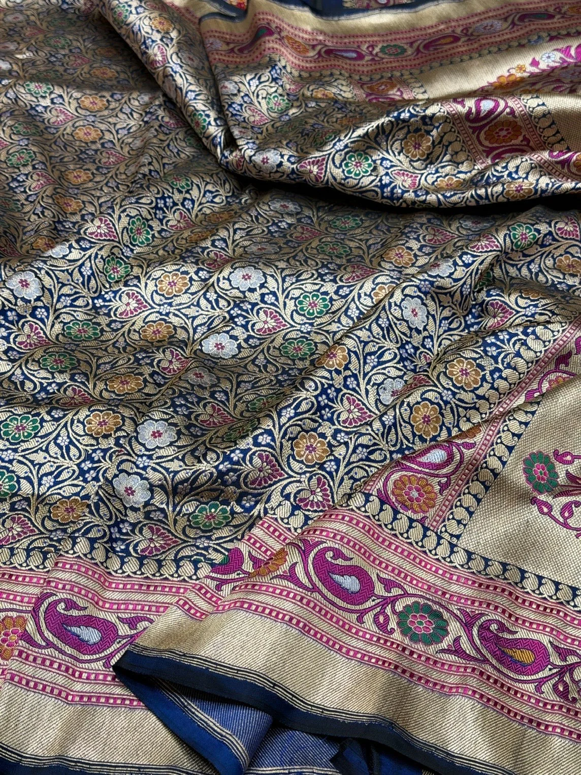 Banarasi Minakari Pure Silk Brocade Saree | 100% Pure Katan Silk with Intricate Brocade Design - Image 6
