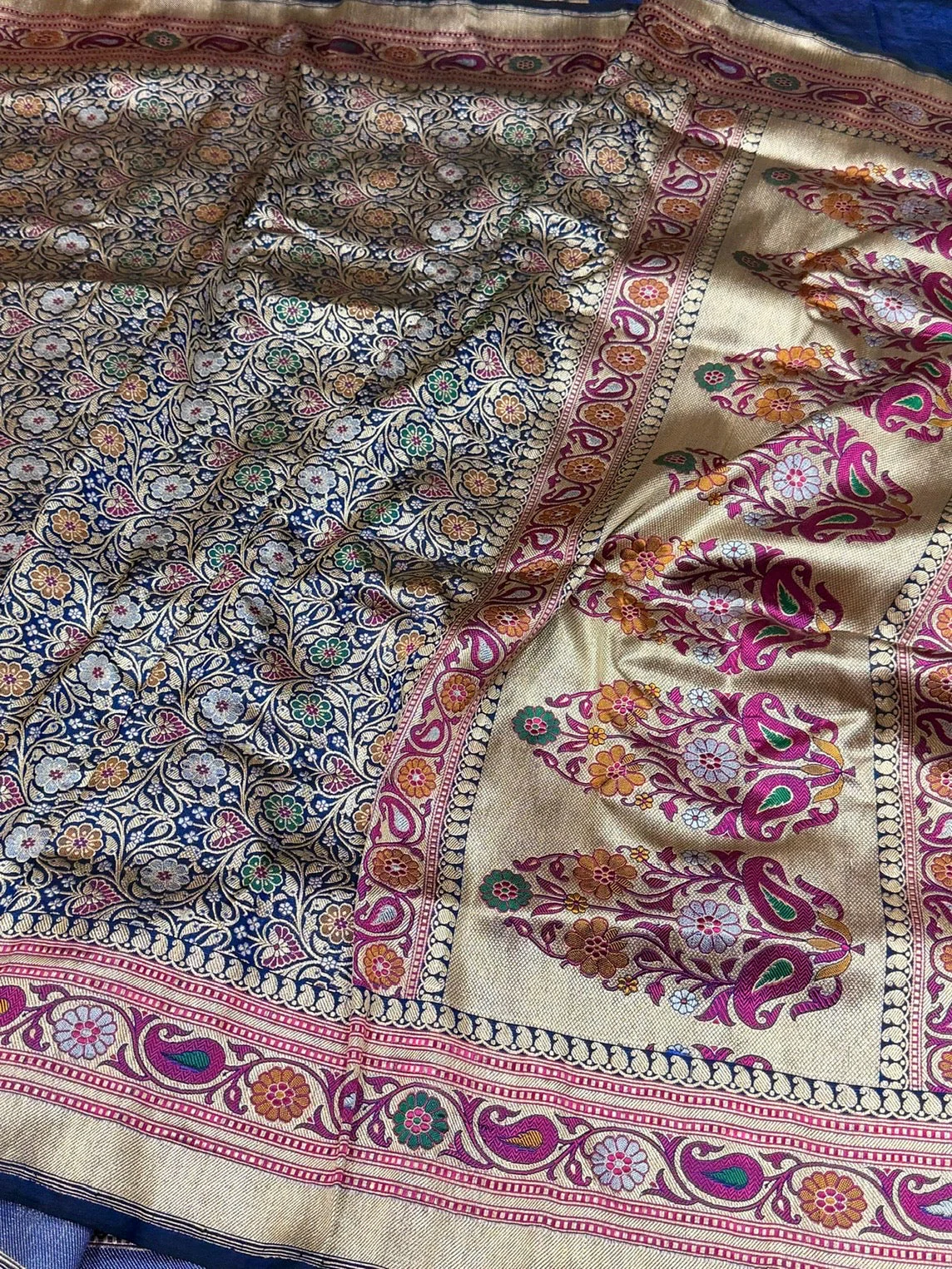 Banarasi Minakari Pure Silk Brocade Saree | 100% Pure Katan Silk with Intricate Brocade Design - Image 8