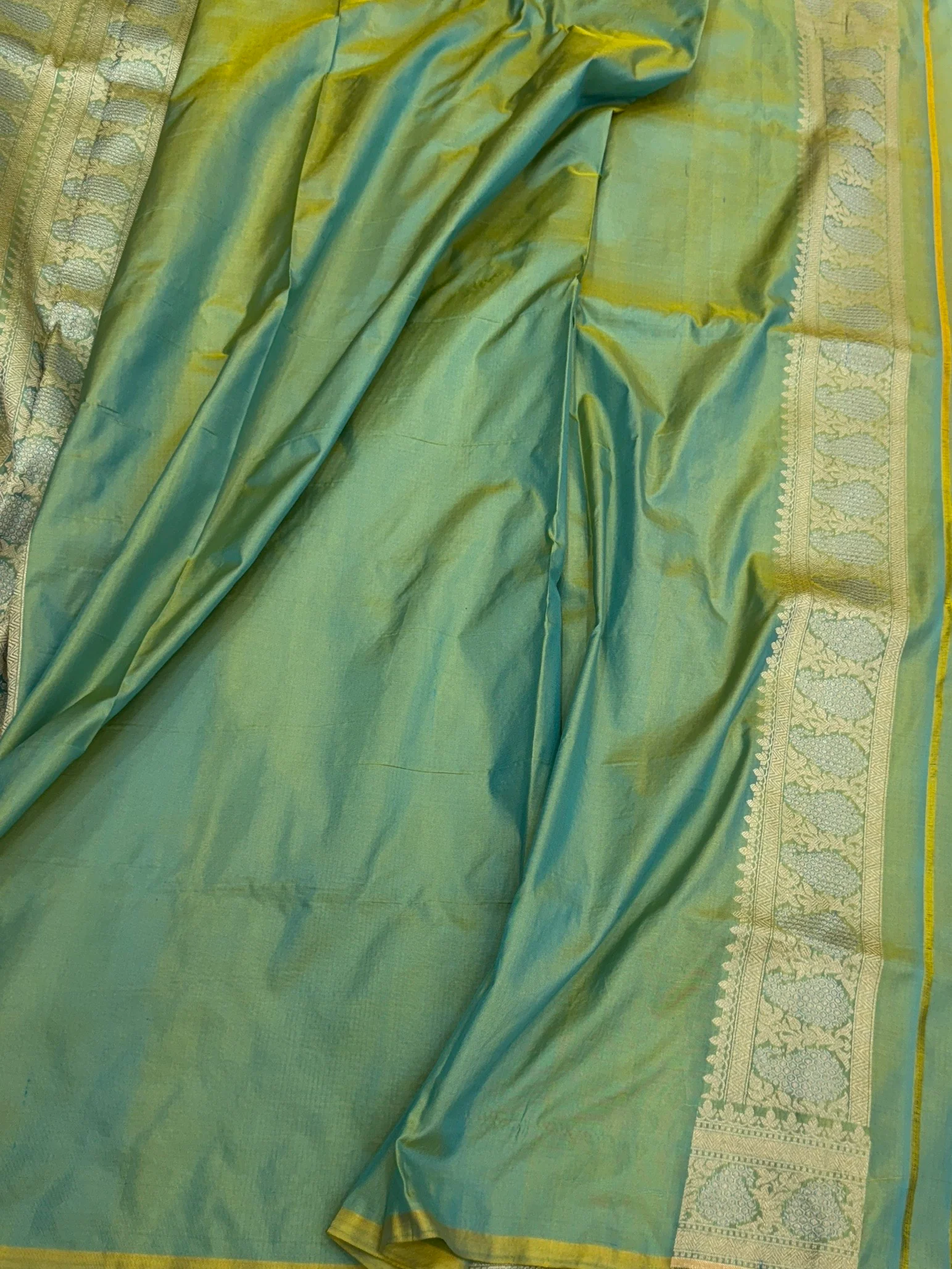 Sea Green Banarasi Minakari Pure Katan Silk Brocade Saree – Rich Traditional Brocade Weave - Image 2