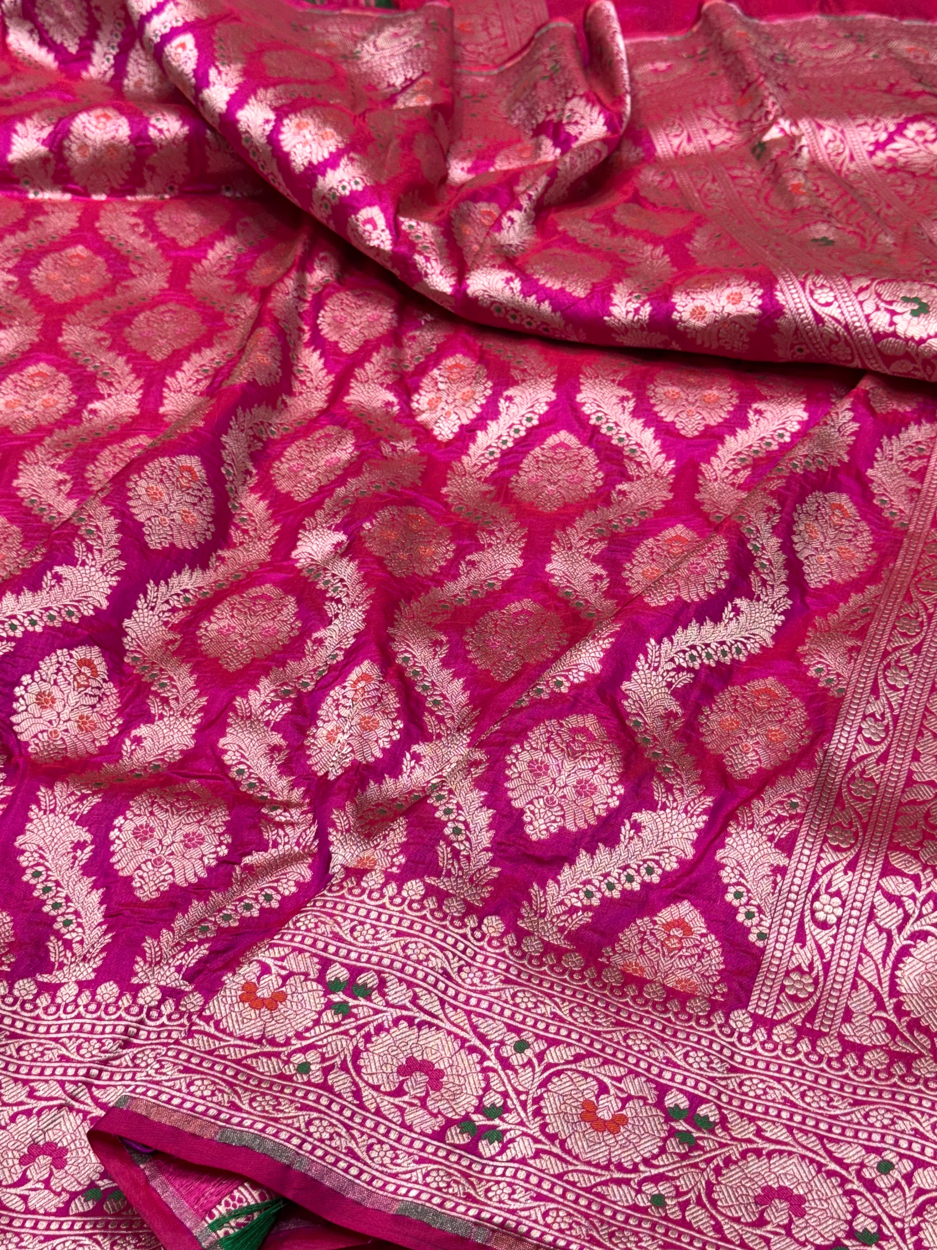 Banarasi Minakari Pure Katan Silk Saree | Pure Silk | Minakari Work | Cutwork Technique | Banarasi Katan Silk Saree - Image 3