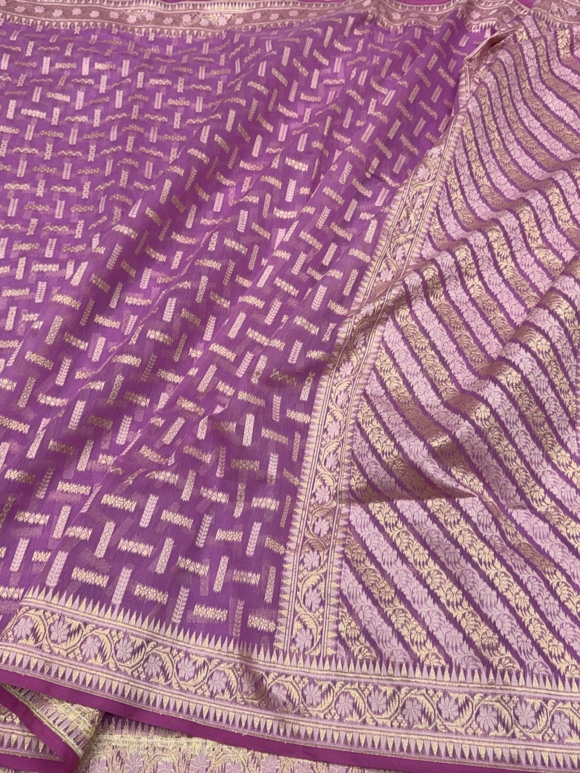 Banarasi Pure Kora Cotton Saree - Image 3