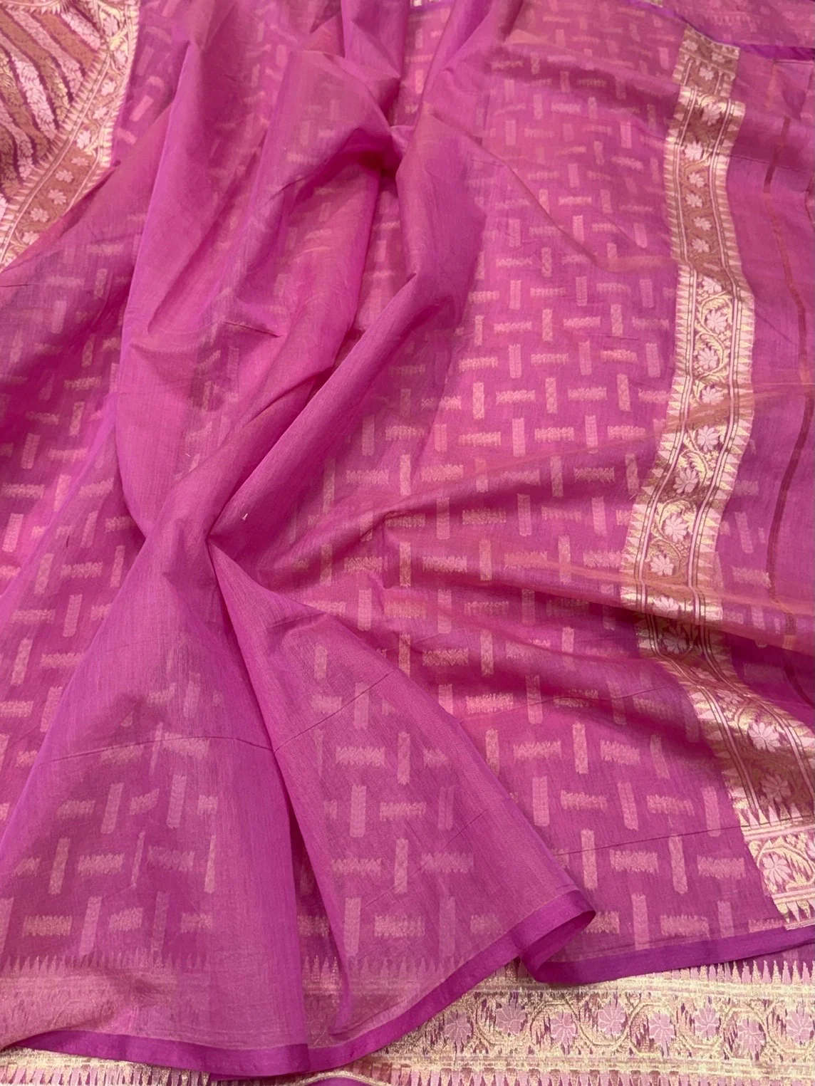Banarasi Pure Kora Cotton Saree - Image 5