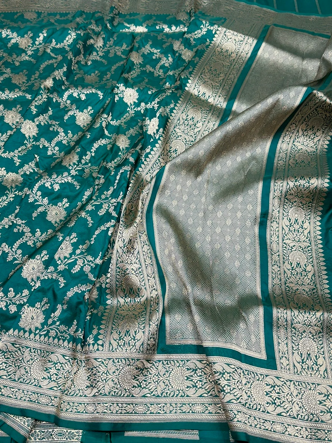 Banarasi Pure Katan Silk Saree | Pure Silk | Cutwork Technique | Banarasi Katan Silk Saree - Image 6
