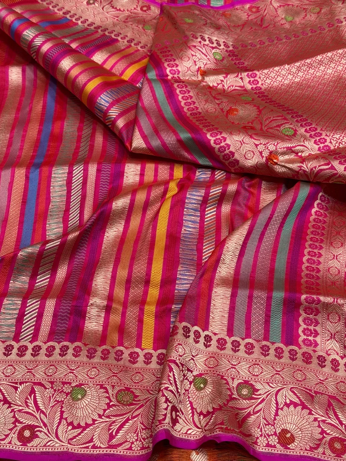 Multicolour Banarasi Pure Silk Saree - Image 4