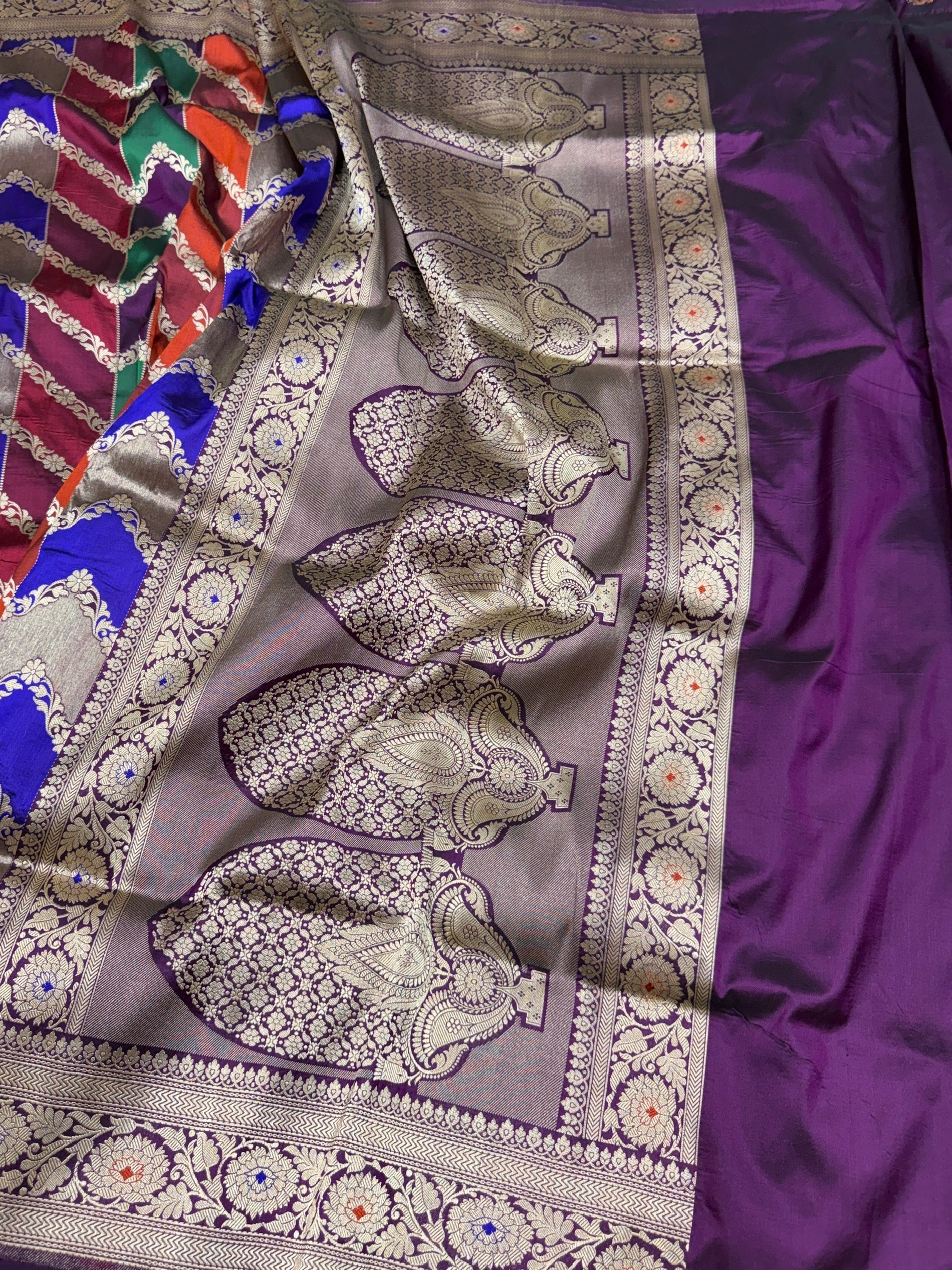 Multicolour Banarasi Pure Silk Saree - Image 3