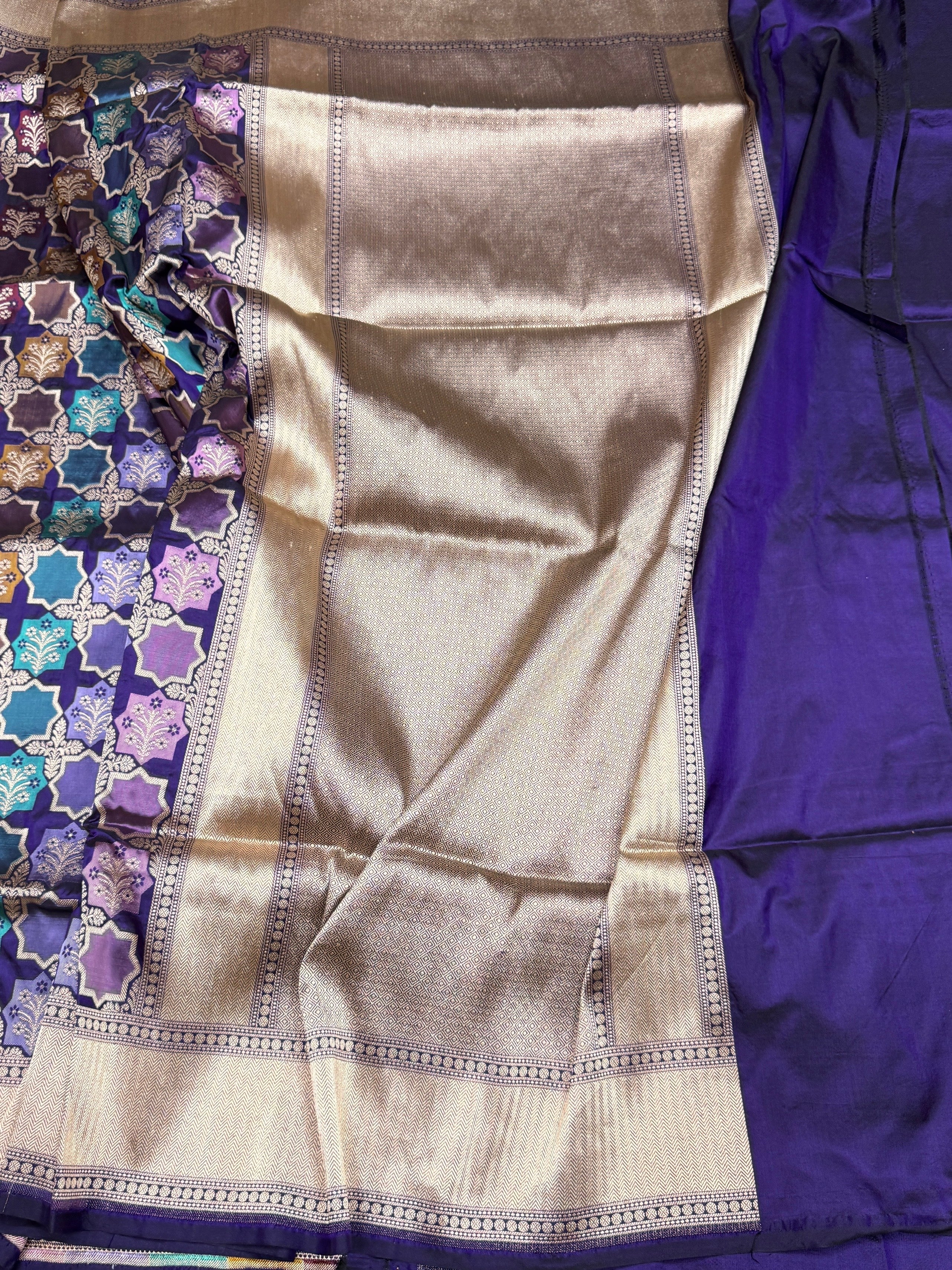 Multicolour Banarasi Pure Silk Saree - Image 3