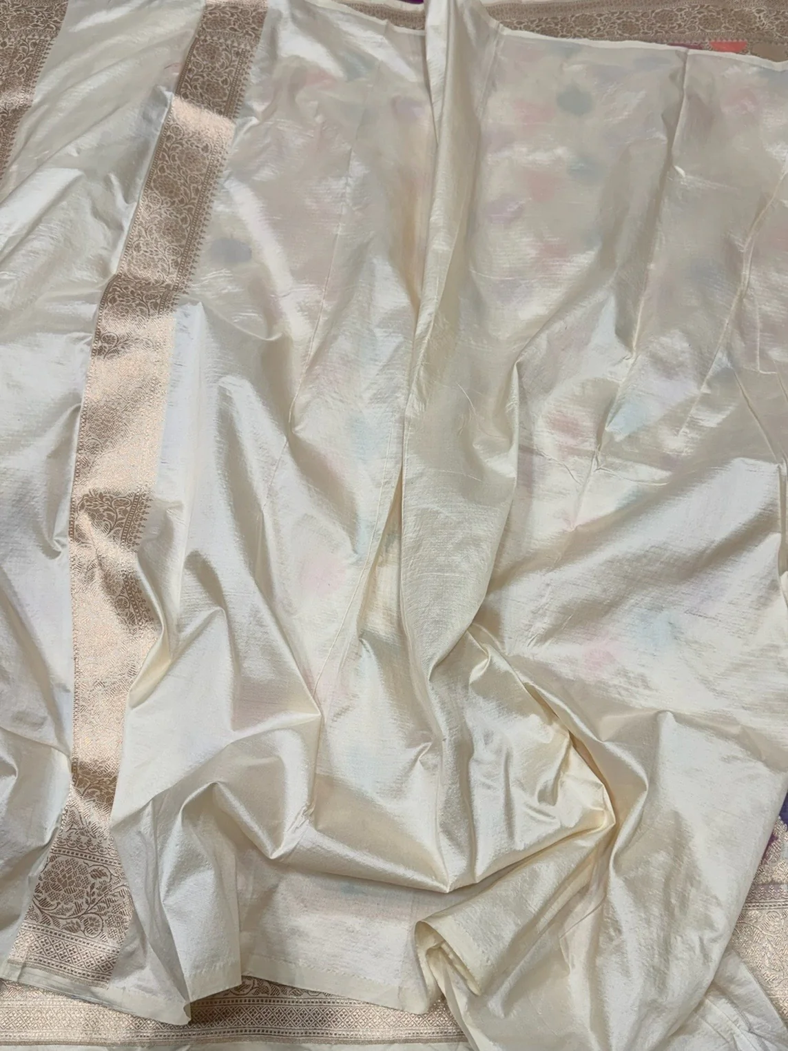Multicolour Banarasi Pure Silk Saree – Cutwork Weave in 100% Pure Katan Silk - Image 2
