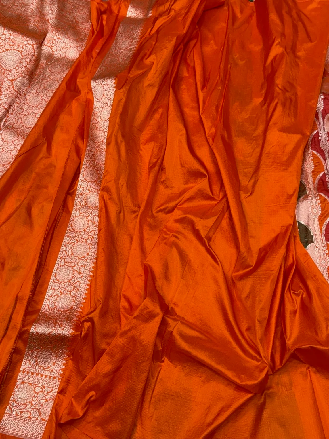 Multicolour Banarasi Pure Silk Saree – Cutwork Weave in 100% Pure Katan Silk - Image 2