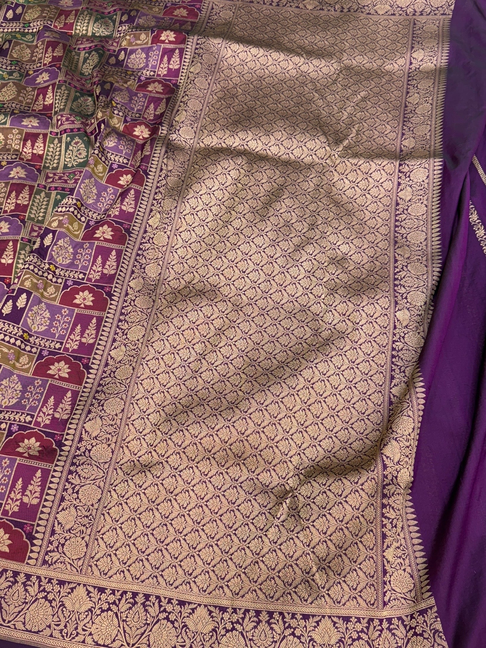 Multicolour Banarasi Pure Silk Saree – Cutwork Weave in 100% Pure Katan Silk - Image 20