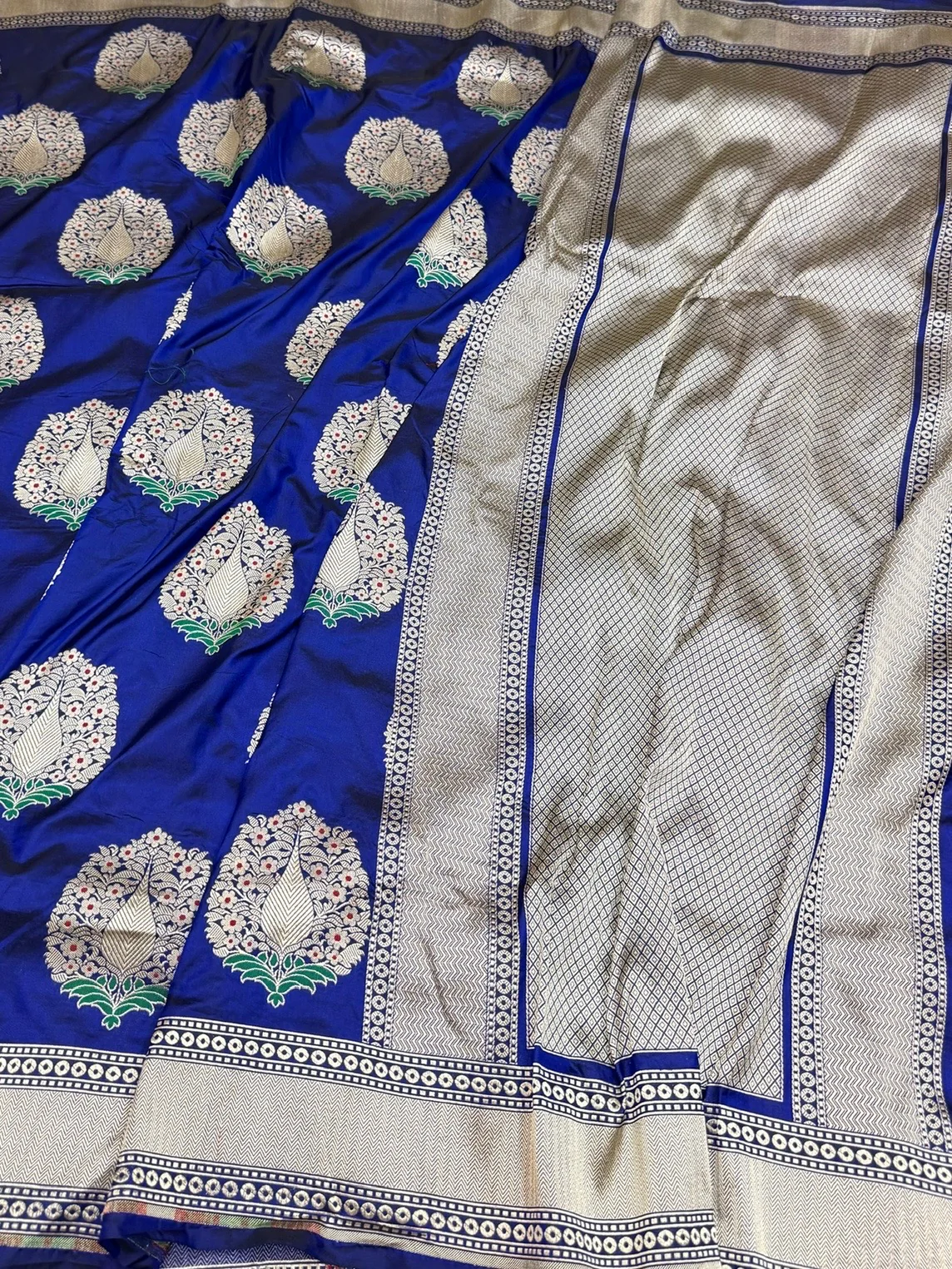 Royal Blue Banarasi Tilfi Minakari Pure Katan Silk Saree Pure Silk - Image 3