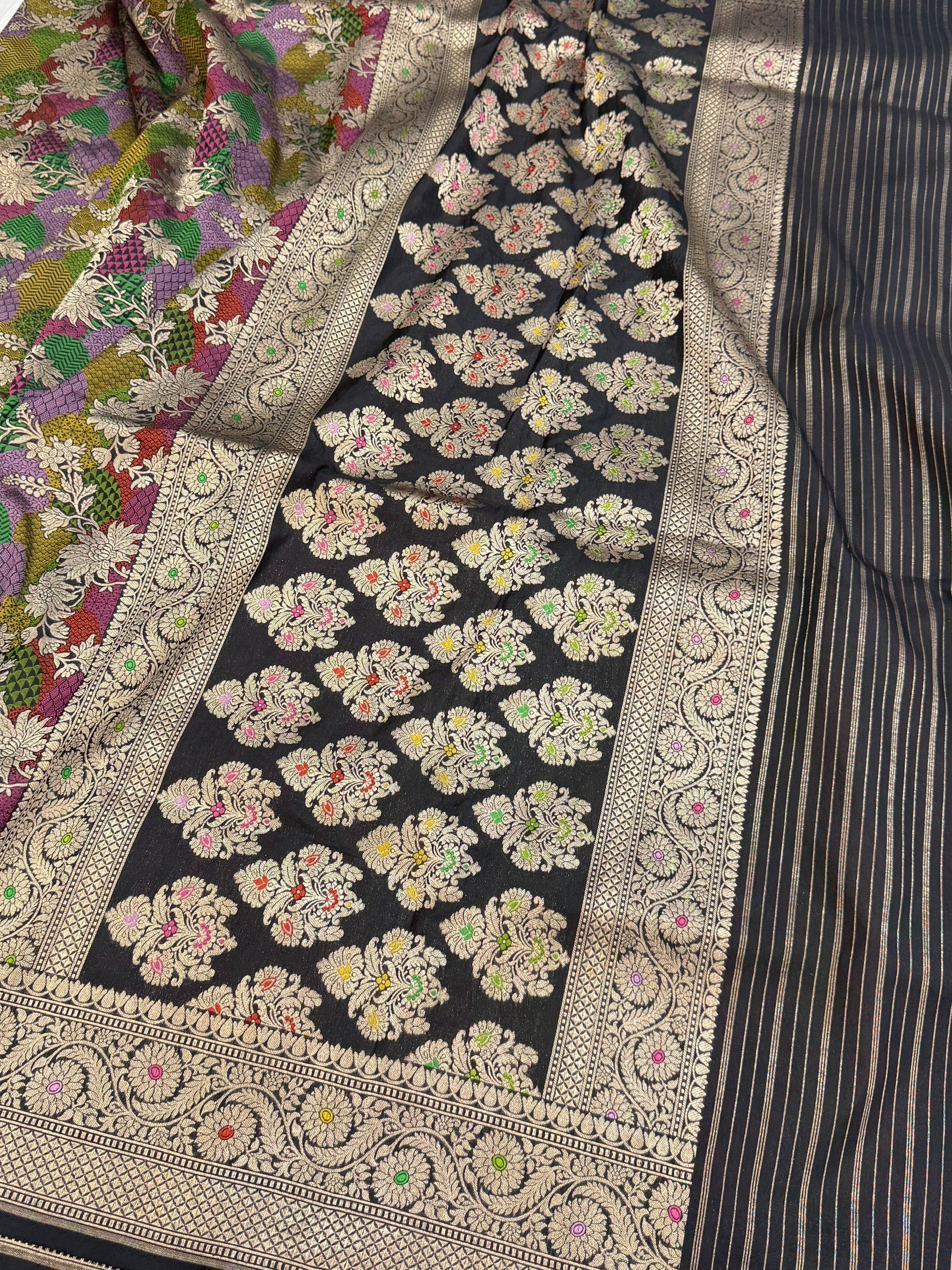 Banarasi Tilfi Minakari Pure Katan Silk Saree | Pure Silk | Minakari Work | Cutwork Technique | Banarasi Katan Silk Saree - Image 12