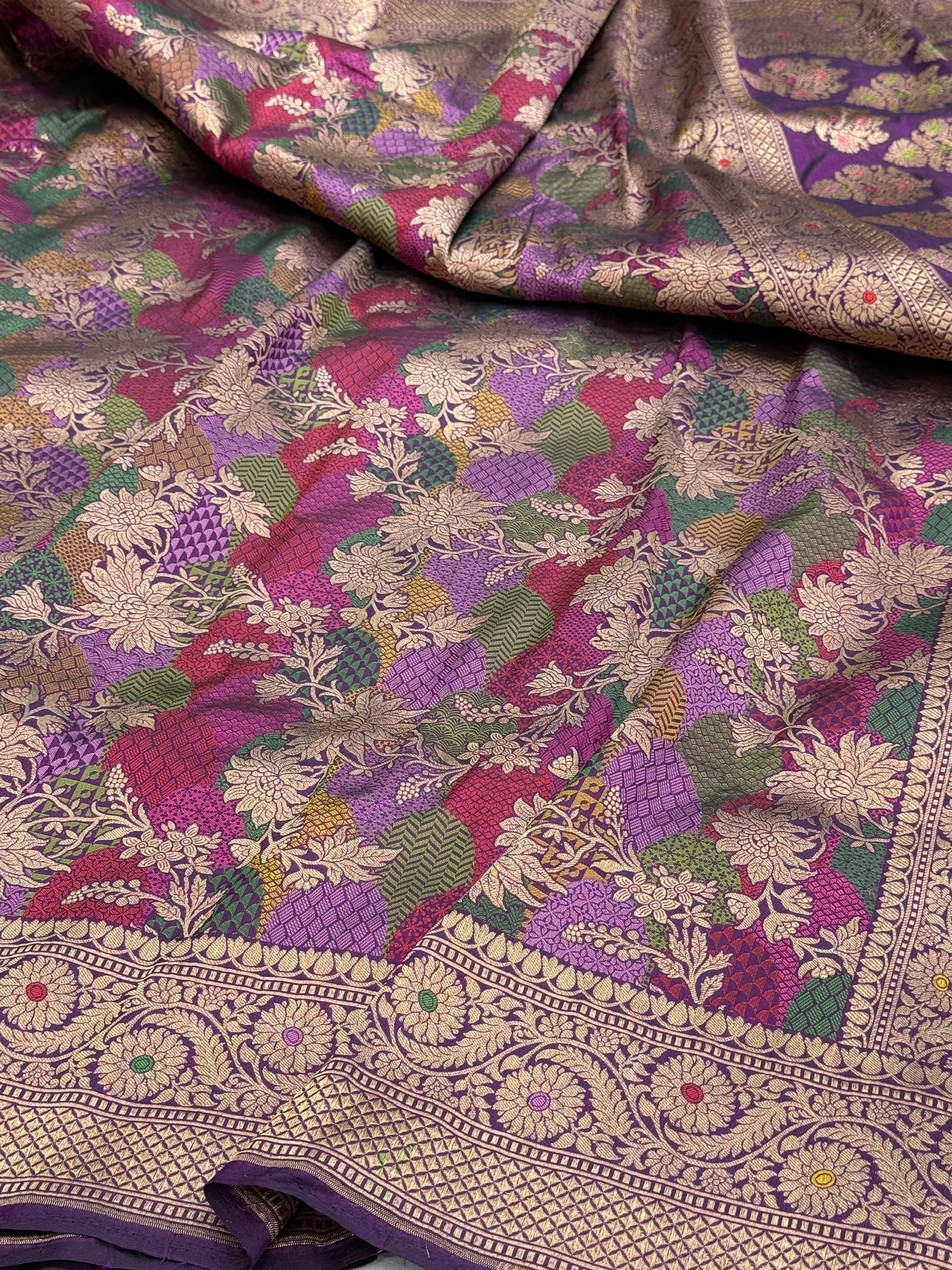 Banarasi Tilfi Minakari Pure Katan Silk Saree | Pure Silk | Minakari Work | Cutwork Technique | Banarasi Katan Silk Saree - Image 13