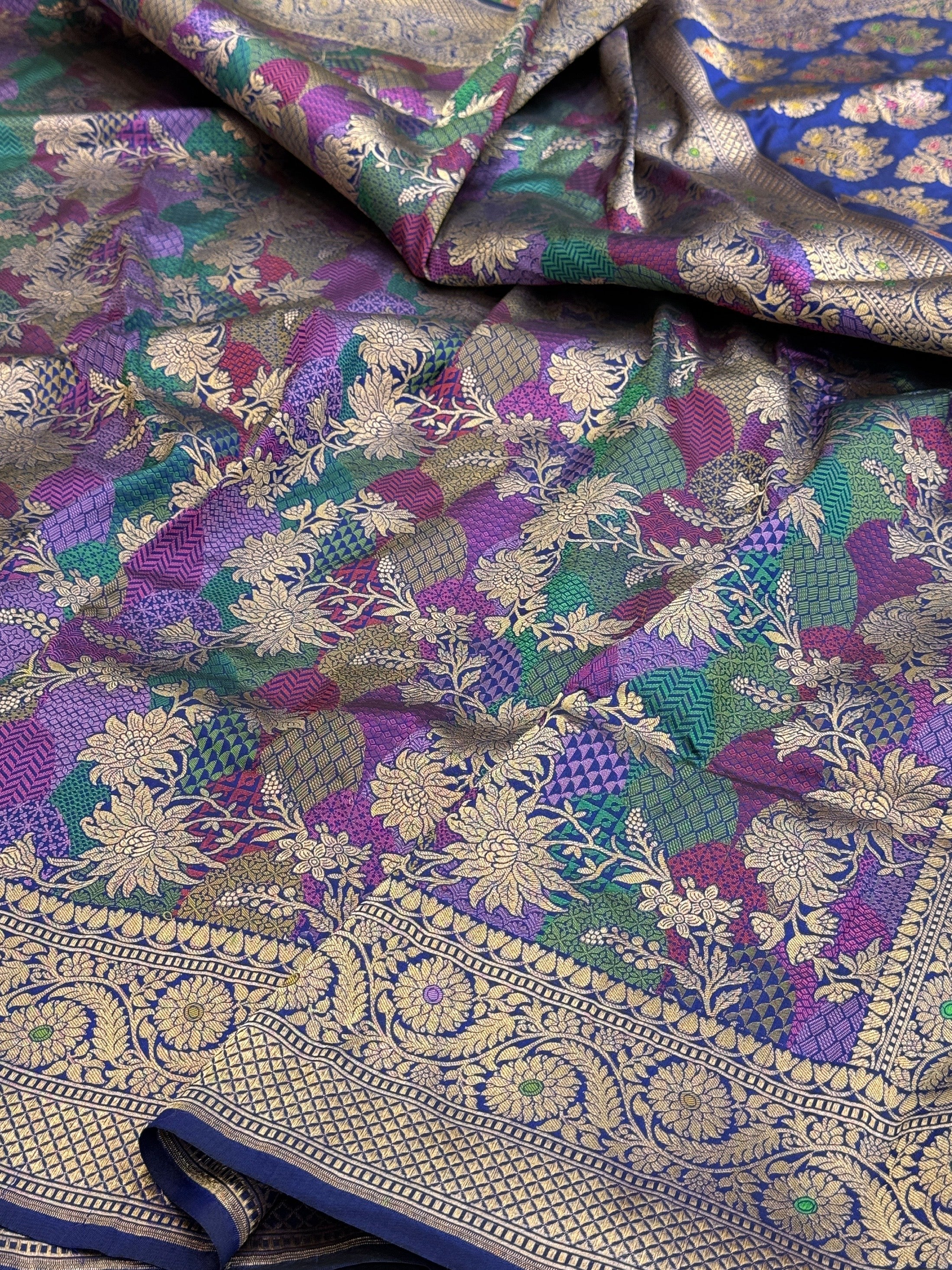 Banarasi Tilfi Minakari Pure Katan Silk Saree | Pure Silk | Minakari Work | Cutwork Technique | Banarasi Katan Silk Saree - Image 7