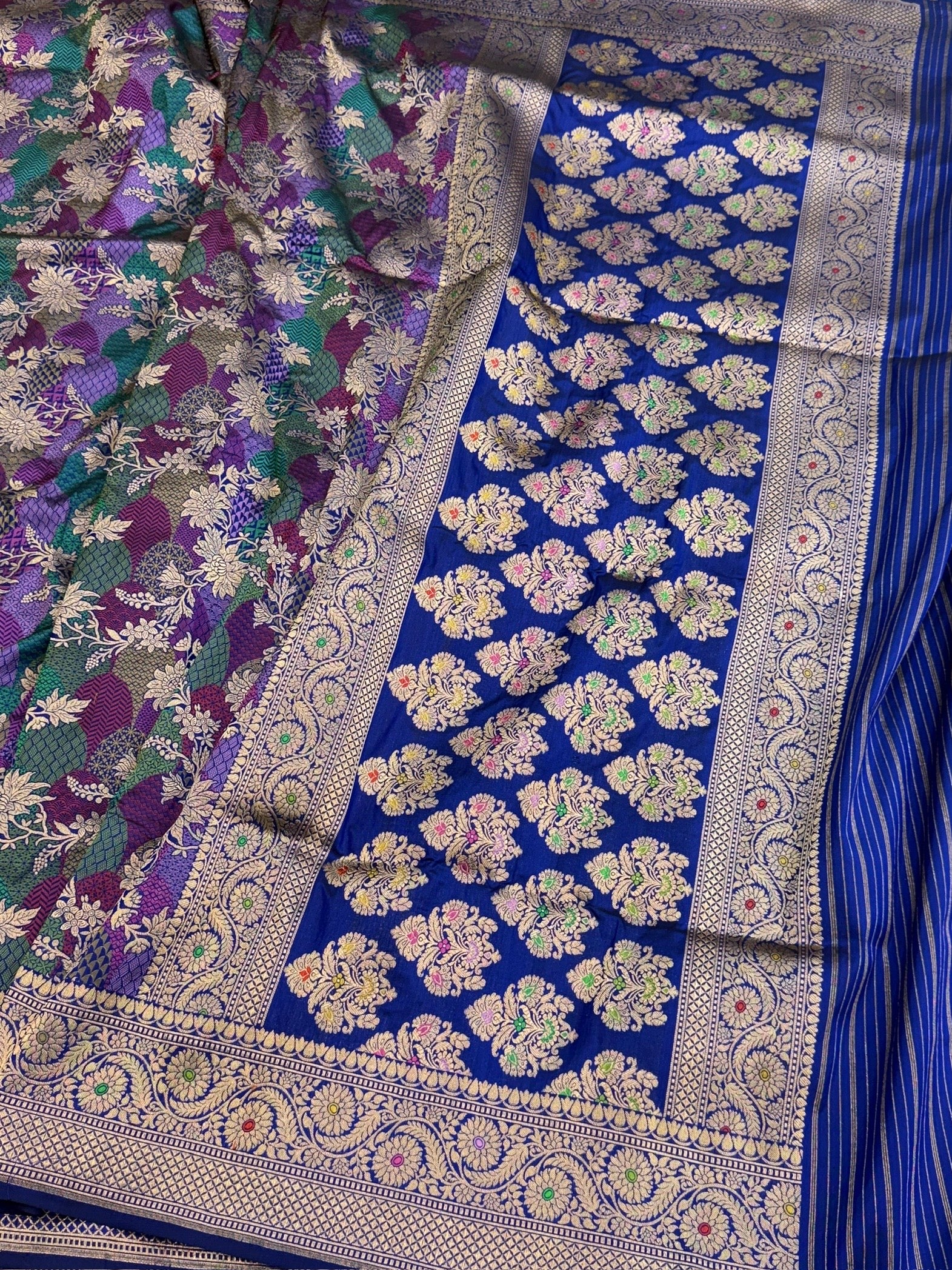 Banarasi Tilfi Minakari Pure Katan Silk Saree | Pure Silk | Minakari Work | Cutwork Technique | Banarasi Katan Silk Saree - Image 9