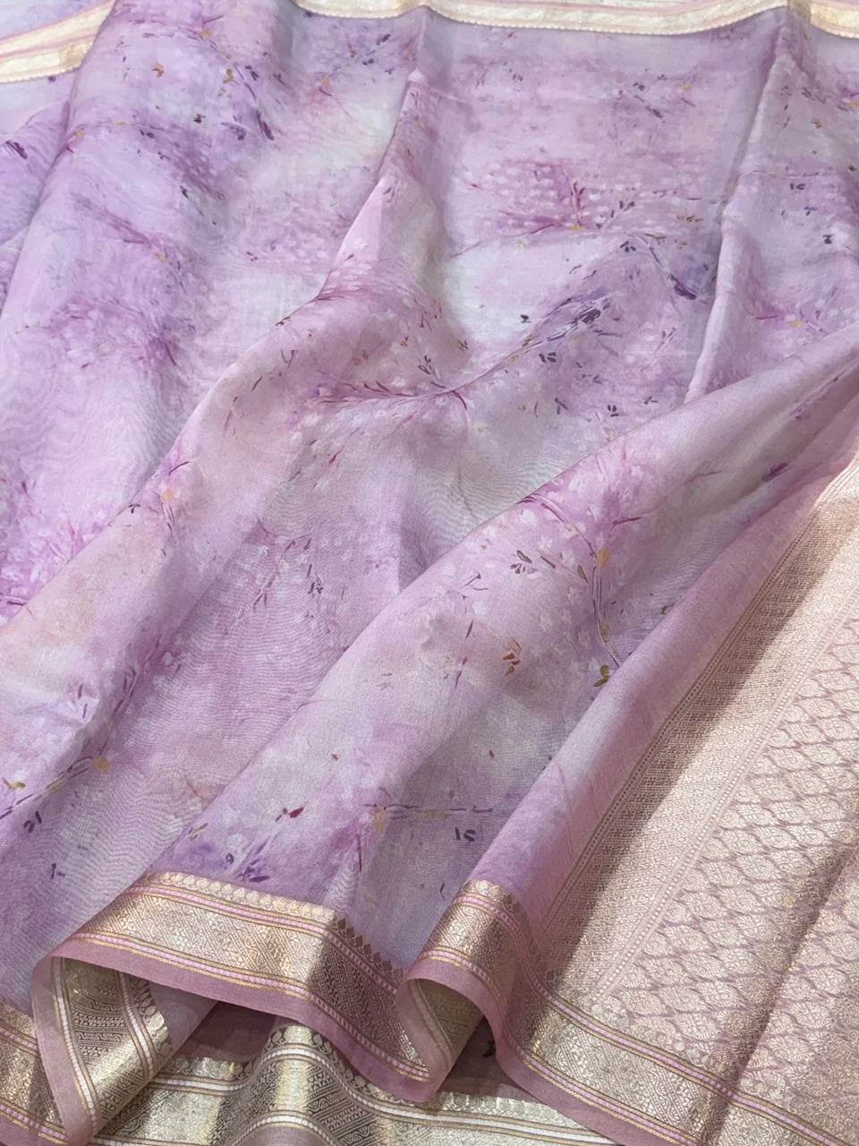 Printed Pure Organza Silk Saree - Image 13