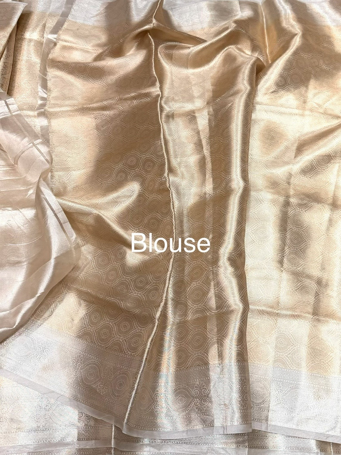 Antique Gold Banarasi Pure Tissue Brocade Silk Saree – Festive & Wedding Saree - Image 2