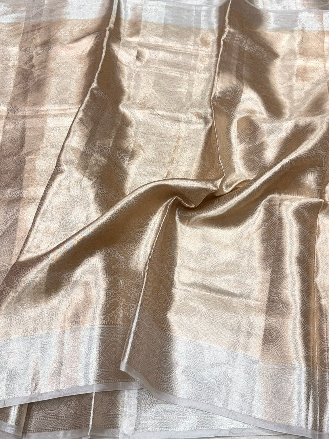 Antique Gold Banarasi Pure Tissue Brocade Silk Saree – Festive & Wedding Saree - Image 3