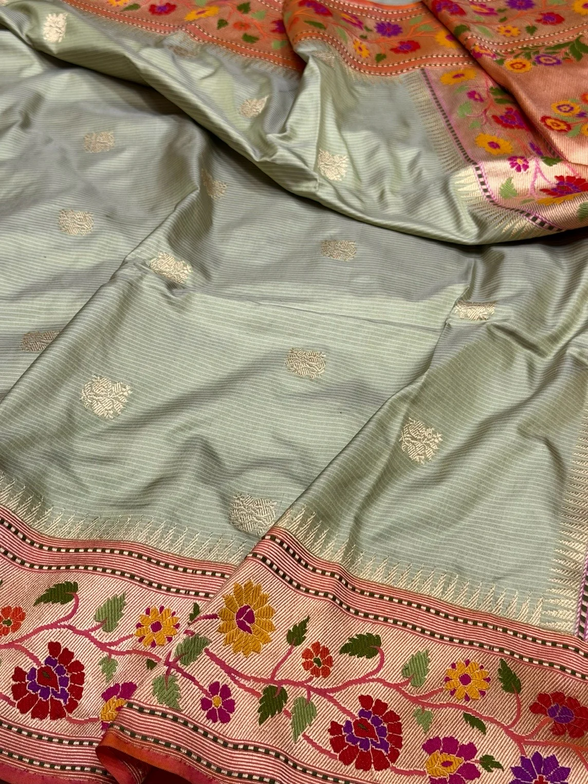 Pista Green Handwoven Pure Banarasi Ektara Silk Saree