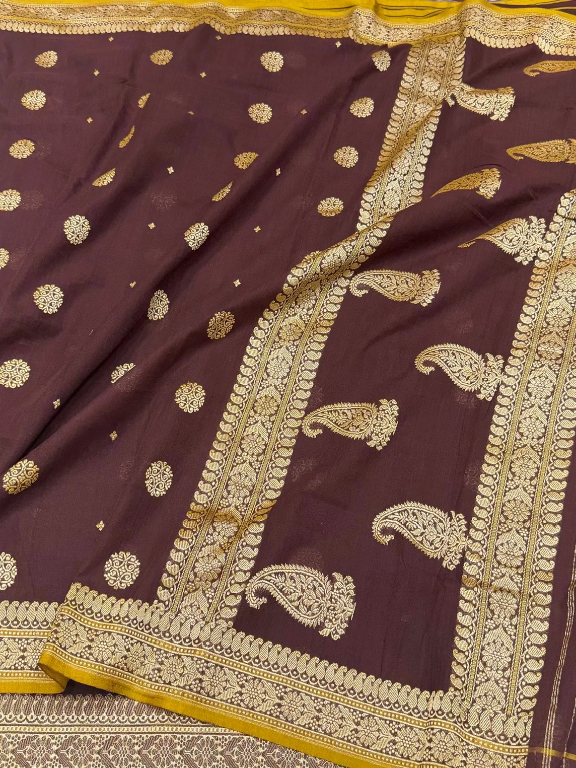 Brown Handwoven Banarasi Pure Cotton Saree - Image 3