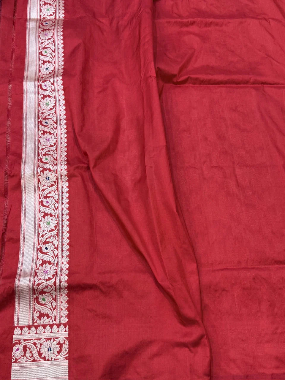 Red Handwoven Pure Banarasi Silk Saree | Pure Katan Silk | Kadwa Weave | HMR Handlooms - Image 4
