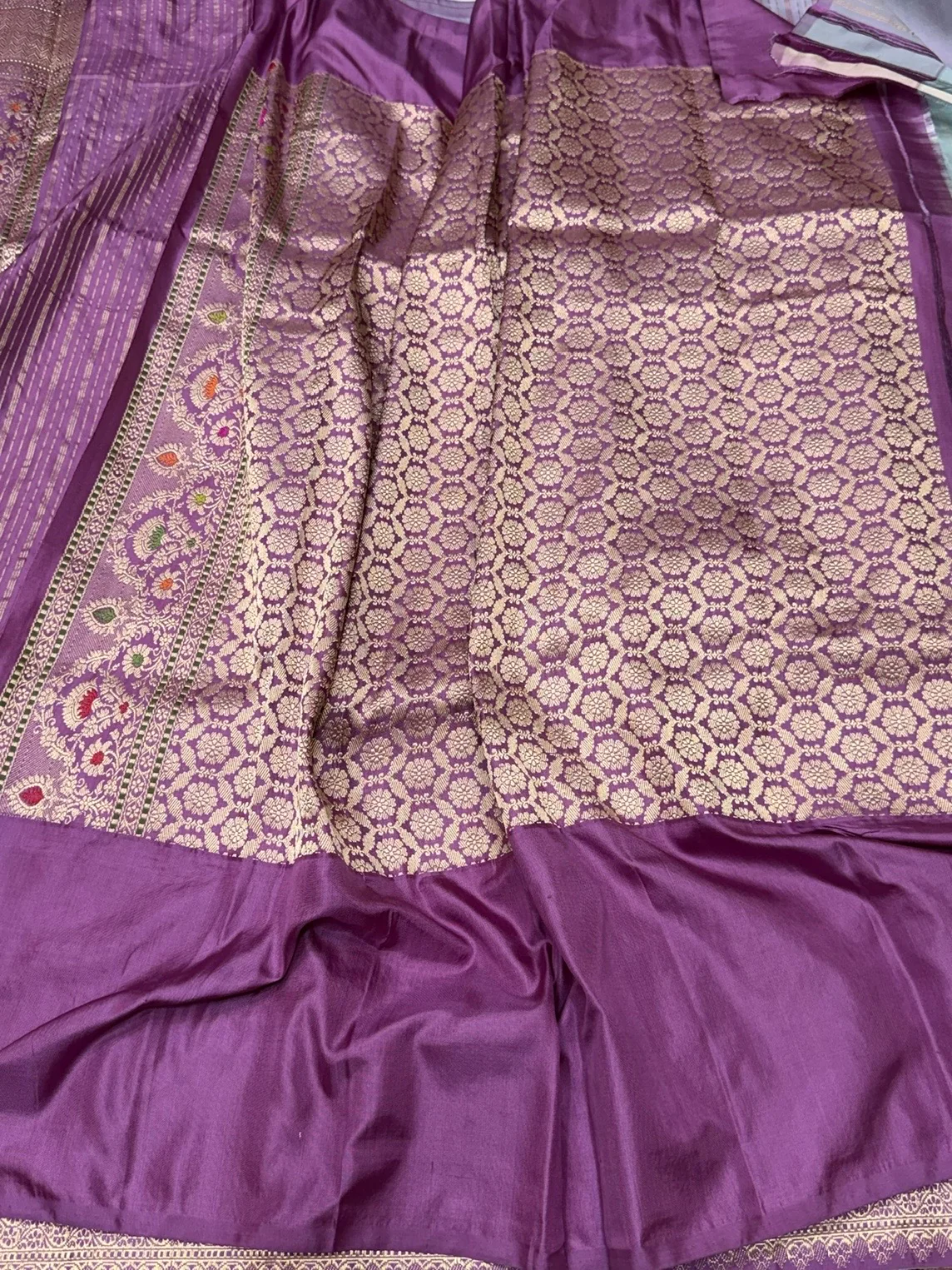 Sky Blue Handwoven Pure Banarasi Ektara Silk Saree - Image 2