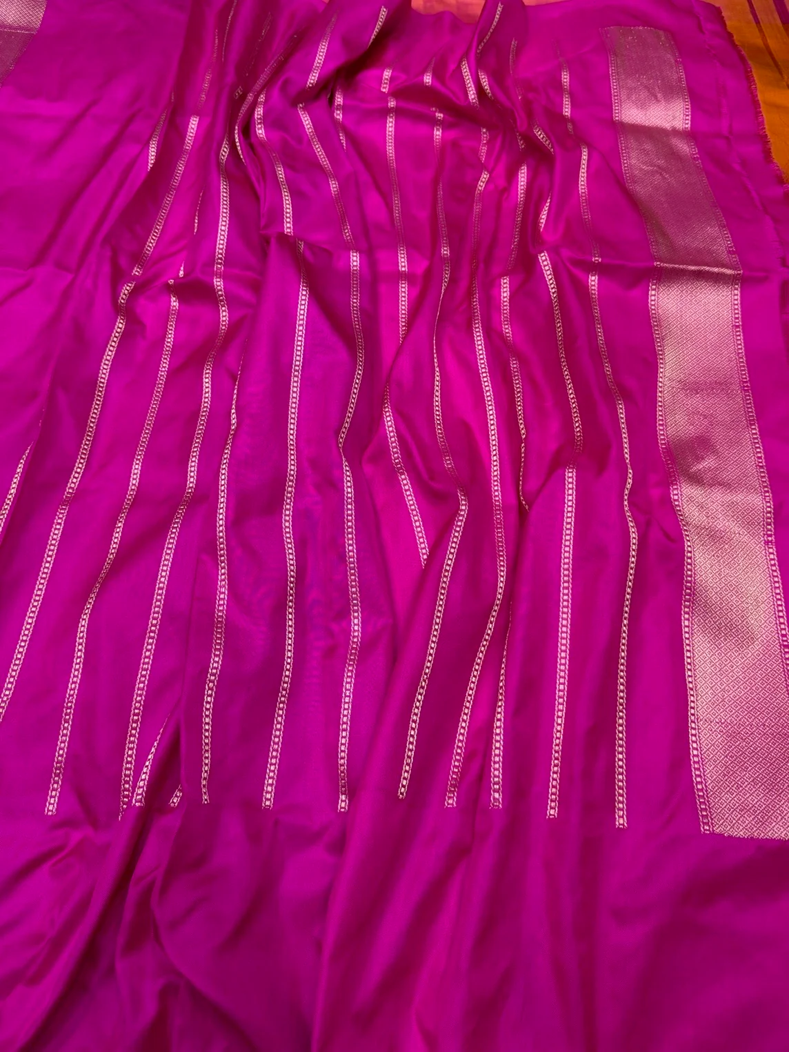 Orange/pink Handwoven Pure Banarasi Ektara Silk Saree - Image 2
