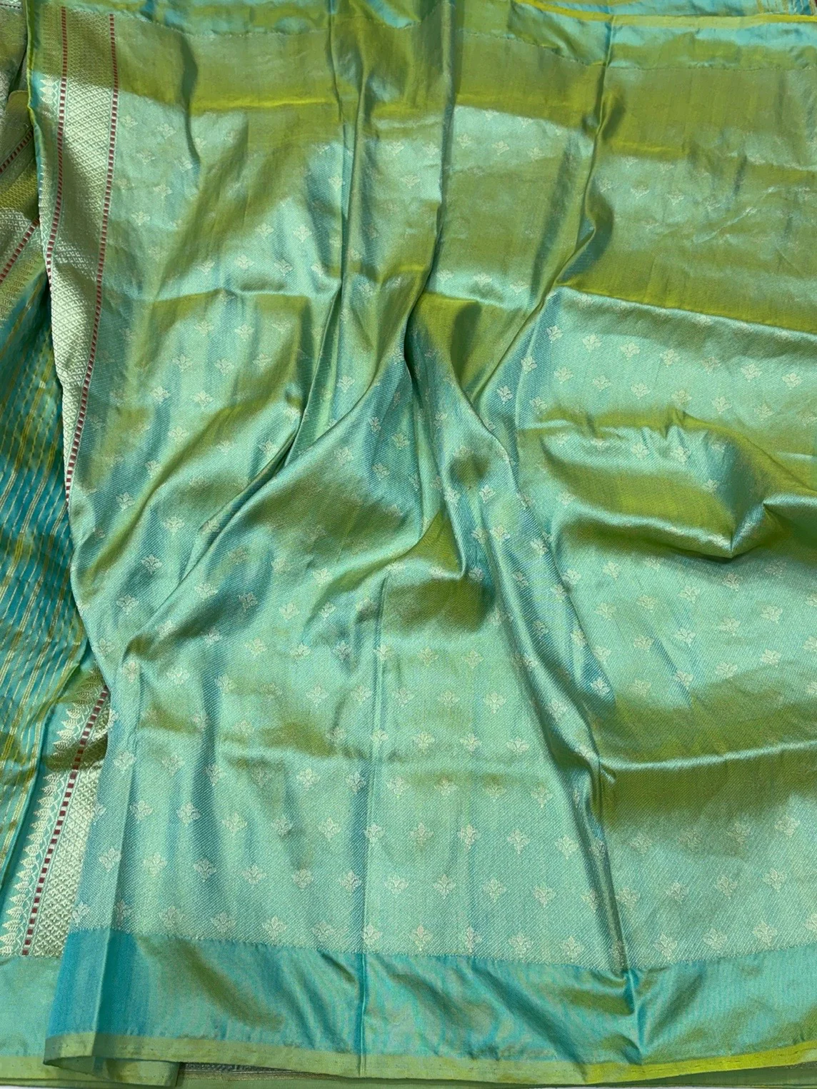 Sea Green Handwoven Pure Banarasi Ektara Silk Saree – Kadwa Weave | Authentic Banaras Handloom - Image 2