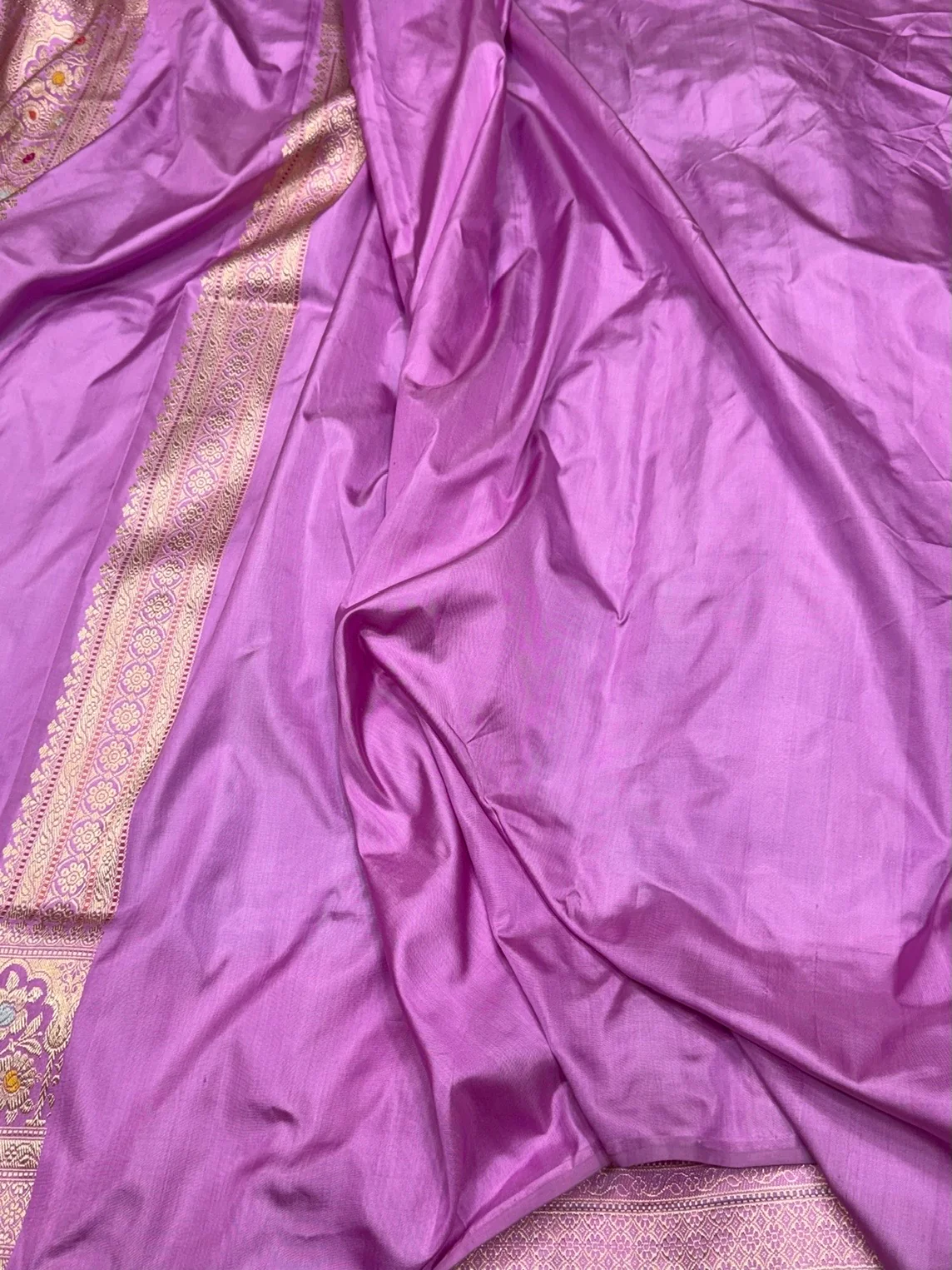 Sky Blue Handwoven Pure Banarasi Ektara Silk Saree – Kadwa Iktara Weave, Pure Mulberry Silk - Image 2