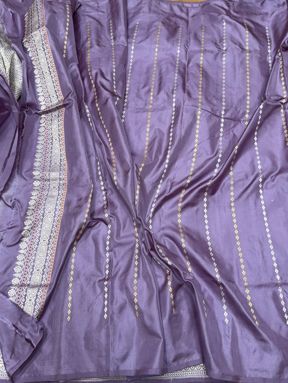 Lavender Purple Handwoven Pure Banarasi Ektara Silk Saree | Kadwa Weave | Pure Mulberry Ektara Silk | Handloom Banarasi Saree - Image 2