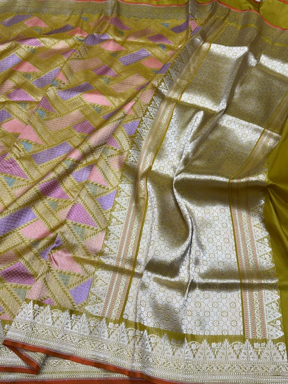 Mustard Yellow Handwoven Pure Banarasi Kimkhab Silk Brocade Saree – Luxury Banarasi Brocade - Image 4
