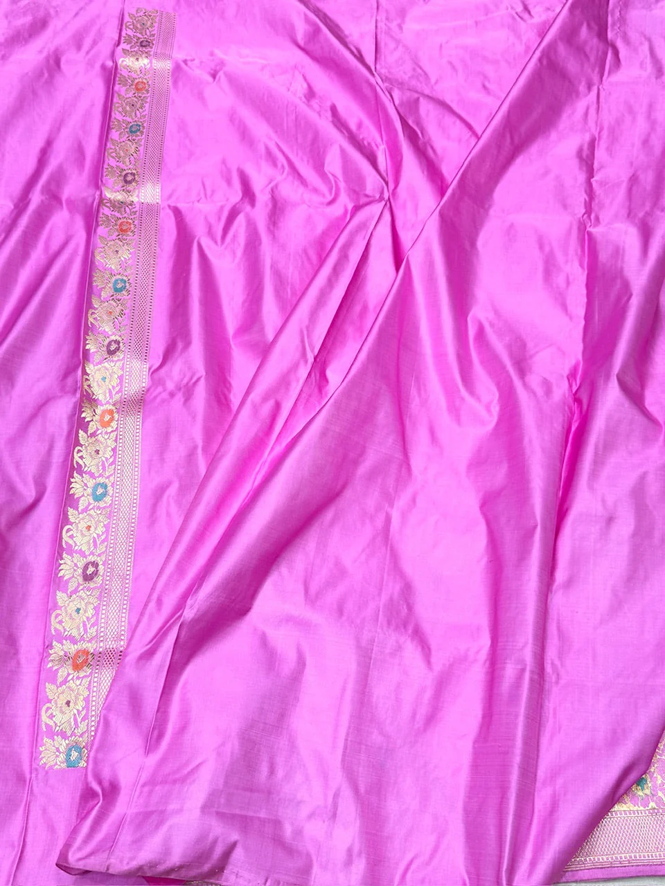 Baby Pink Handwoven Pure Banarasi Mashru Silk Saree - Image 3