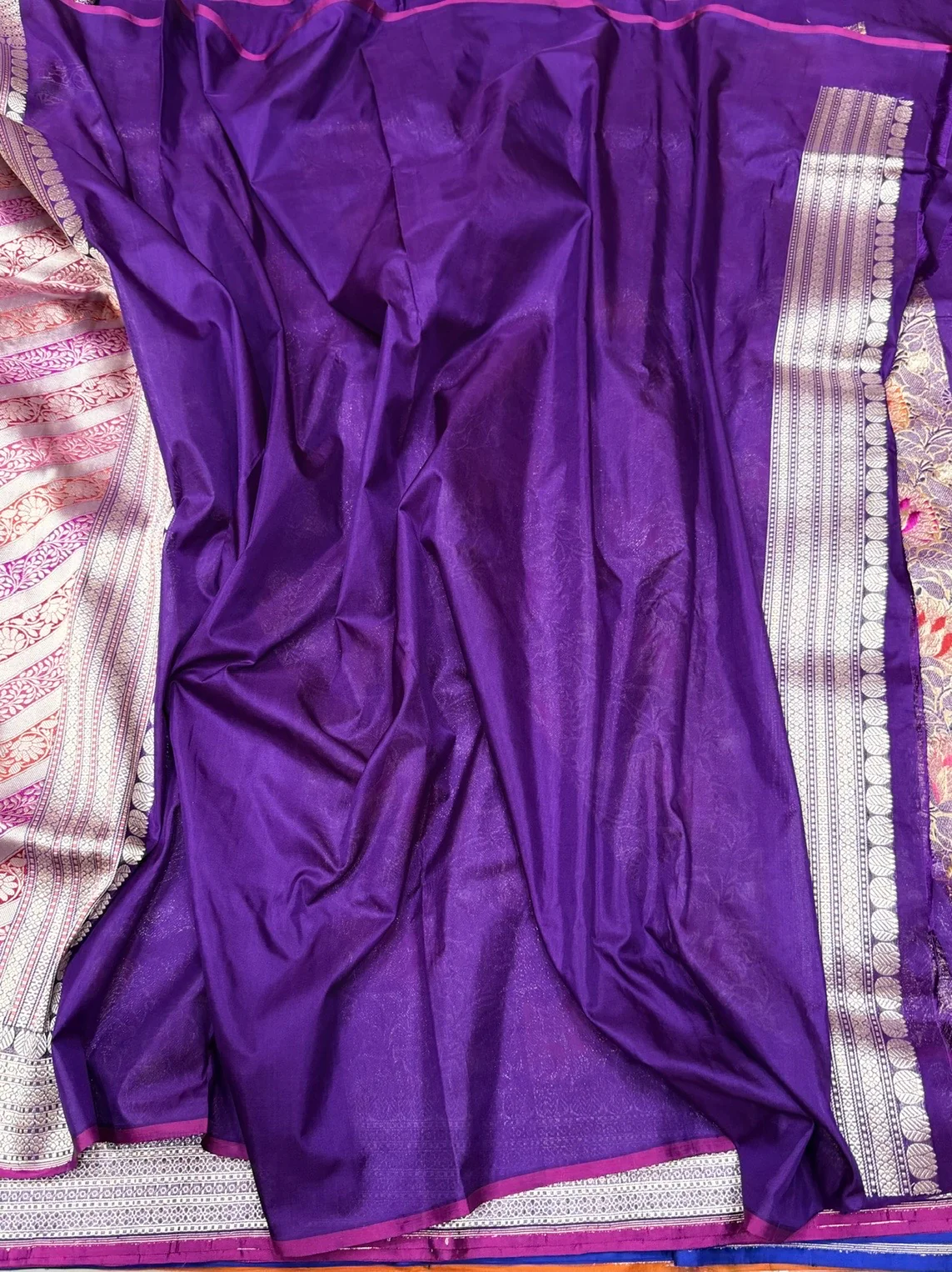 Purple Handwoven Pure Banarasi Satin Silk Brocade Saree – Luxury Brocade Work - Image 2
