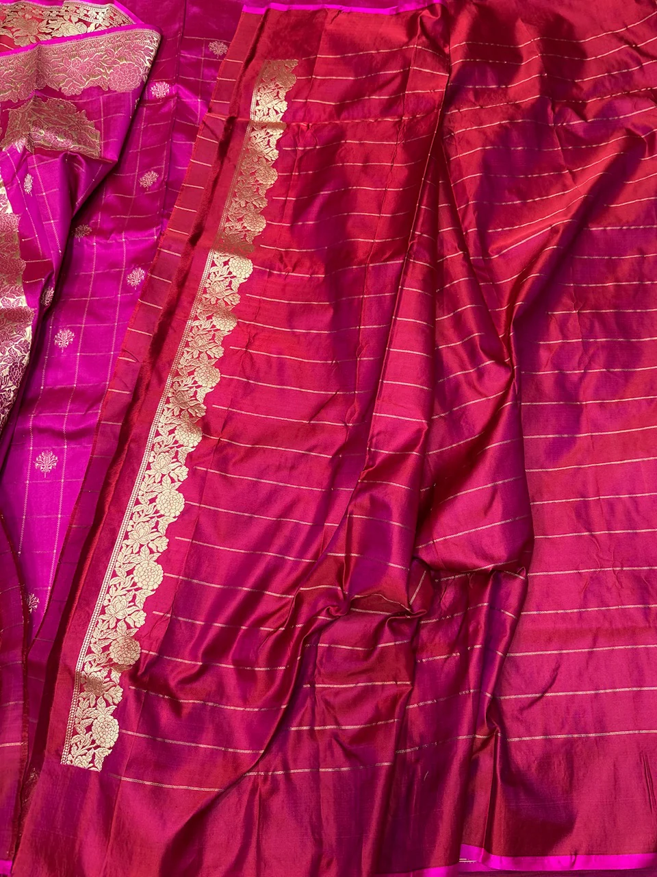 Red Handwoven Pure Banarasi Satin Silk Saree - Image 2