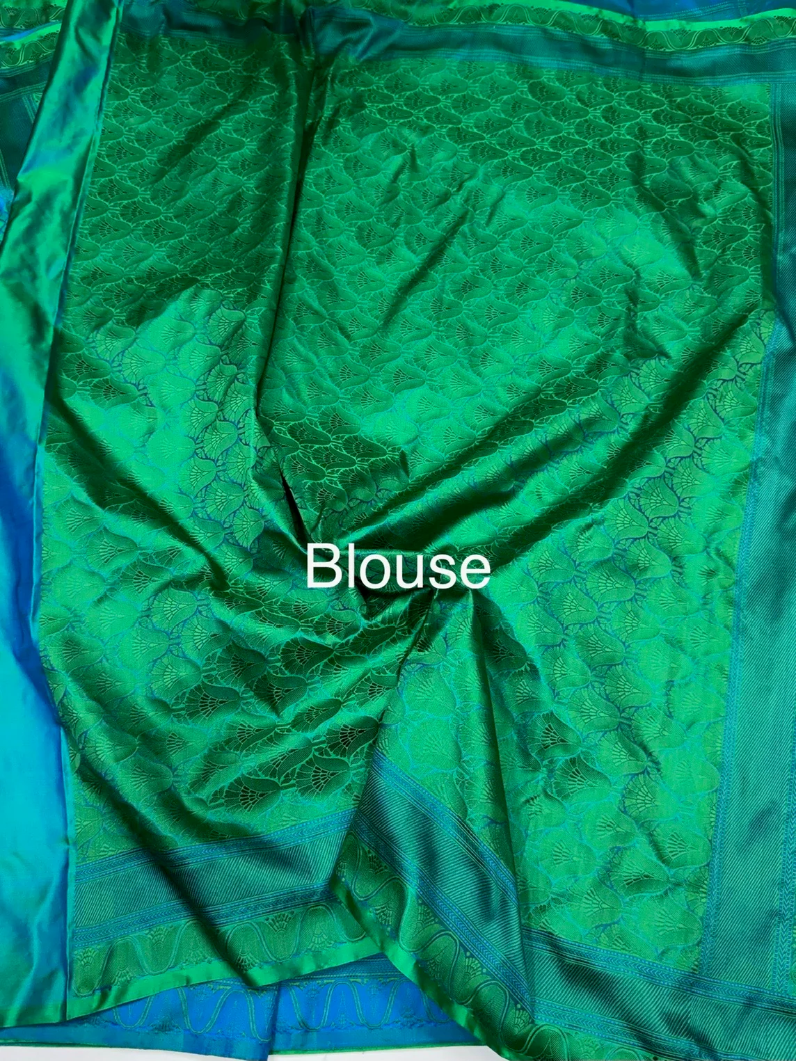 Peacock Green Handwoven Pure Banarasi Satin Tanchoi Silk Saree – Kadwa Weave | Authentic Banaras Handloom - Image 2