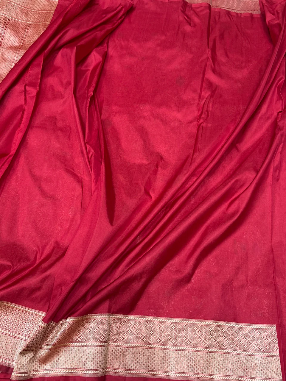 Red Handwoven Pure Banarasi Silk Brocade Saree - Image 2