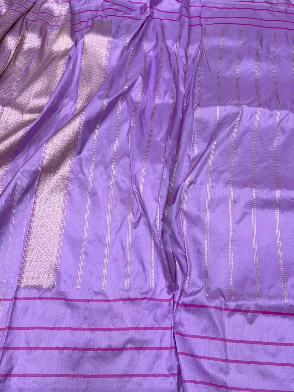 Lavender Handwoven Pure Banarasi Silk Kadwa Saree – 100% Pure Katan Mulberry Silk, Premium Brocade Weave - Image 2