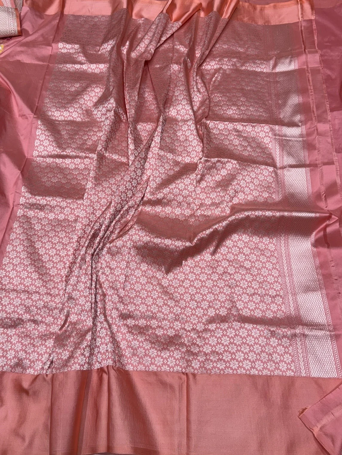 Peach Handwoven Pure Banarasi Katan Silk Saree - Image 2