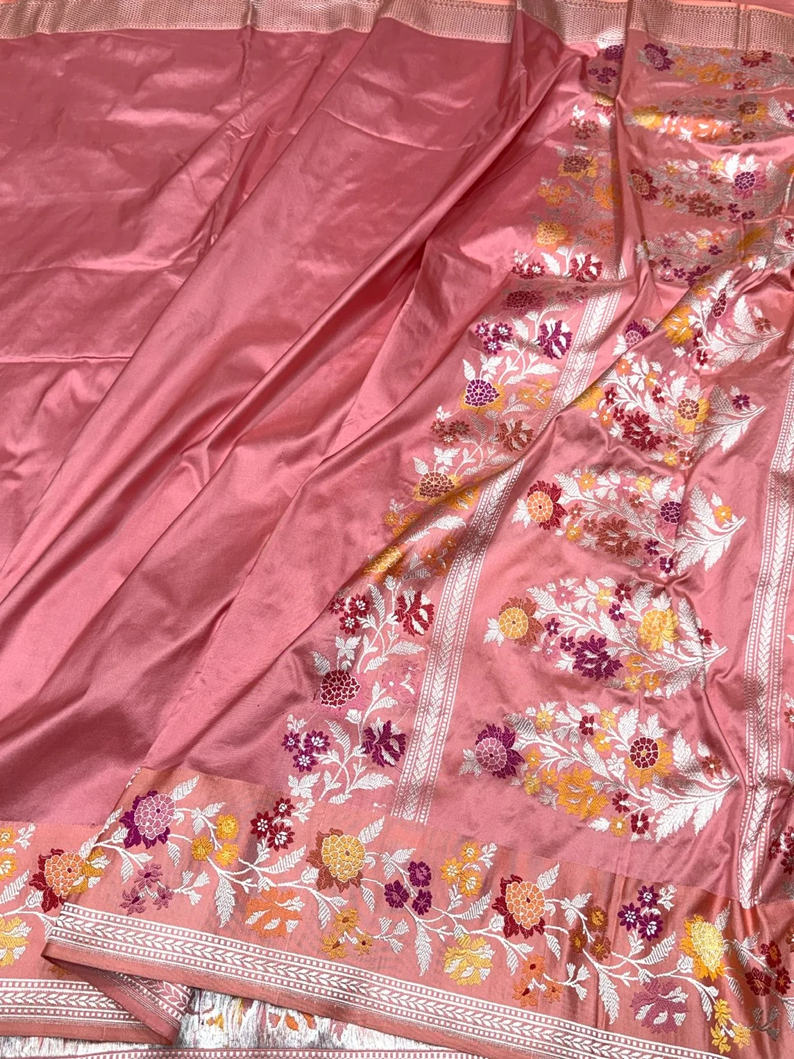 Peach Handwoven Pure Banarasi Katan Silk Saree - Image 3
