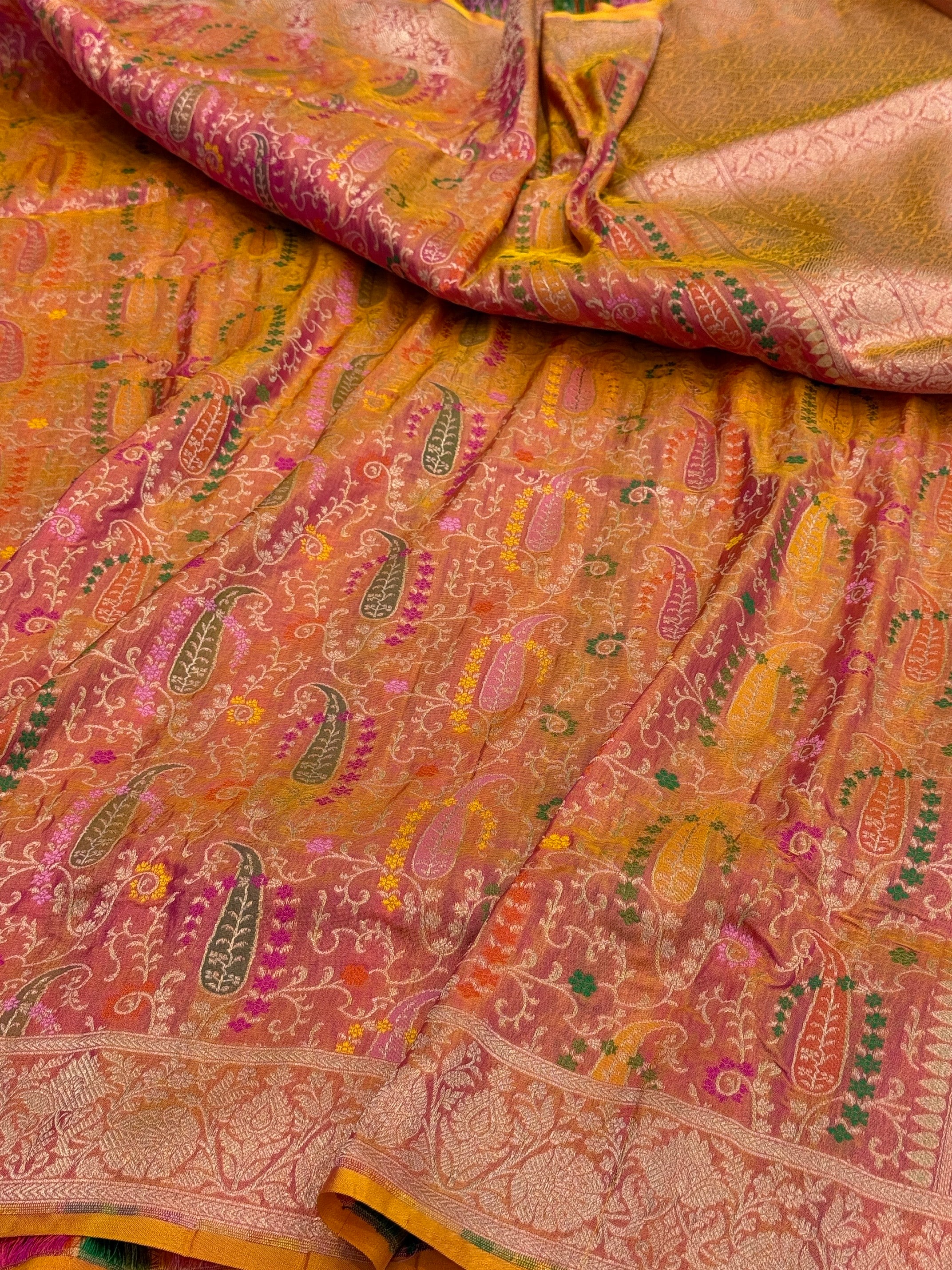 Banarasi Tilfi Minakari Pure Katan Silk Saree | Pure Silk | Minakari Work | Cutwork Technique | Banarasi Katan Silk Saree - Image 14