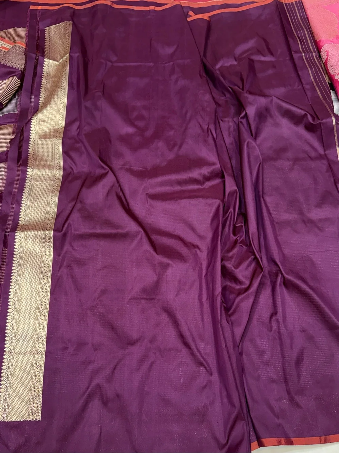 Magenta Handwoven Pure Banarasi Silk Saree | Pure Katan Silk | Kadwa Weave | HMR Handlooms - Image 3