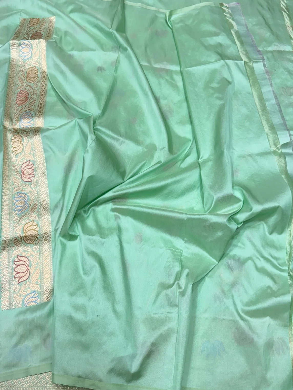 Sea Green Handwoven Pure Banarasi Silk Saree - Image 2
