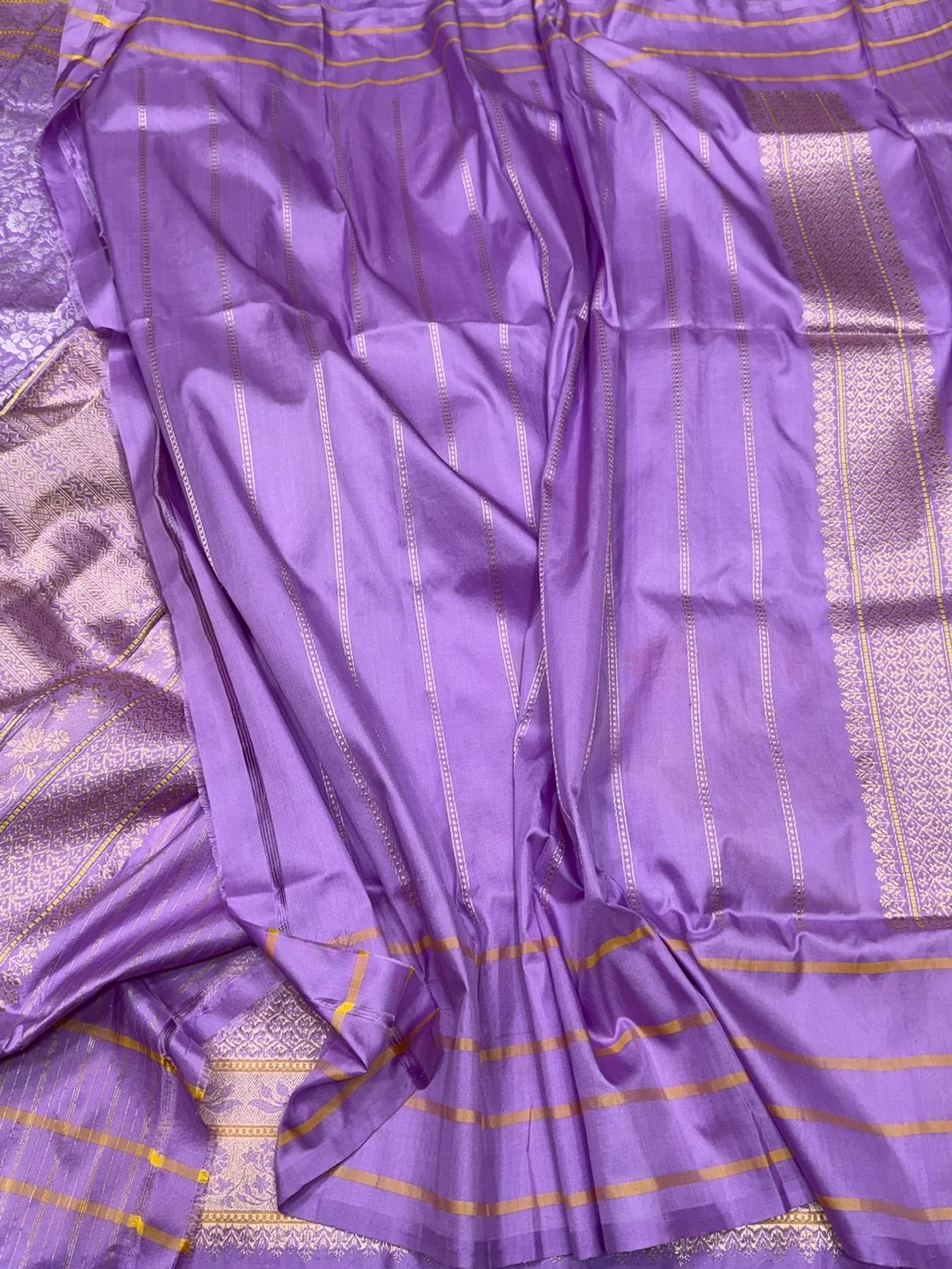Lavender Handwoven Pure Banarasi Silk Kadwa Saree – 100% Pure Katan Mulberry Silk Brocade - Image 2