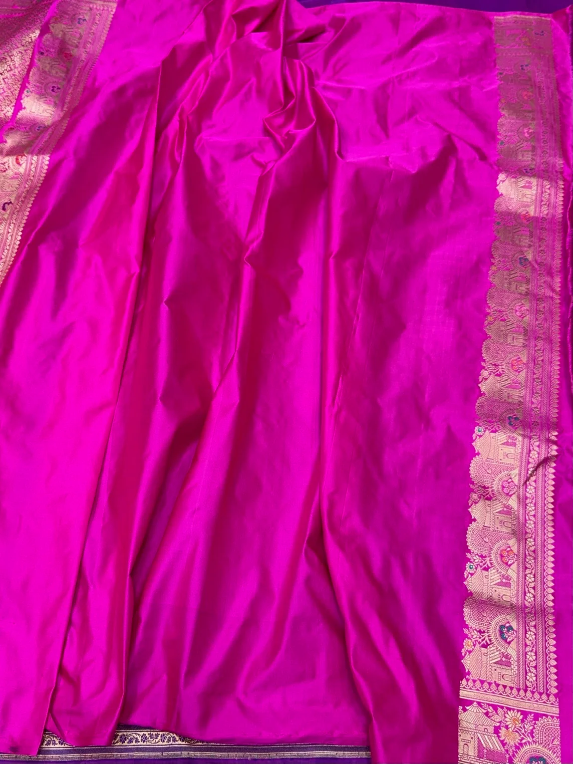 Royal Blue Handwoven Pure Banarasi Satin Silk Saree – Authentic Kadwa Weave - Image 2