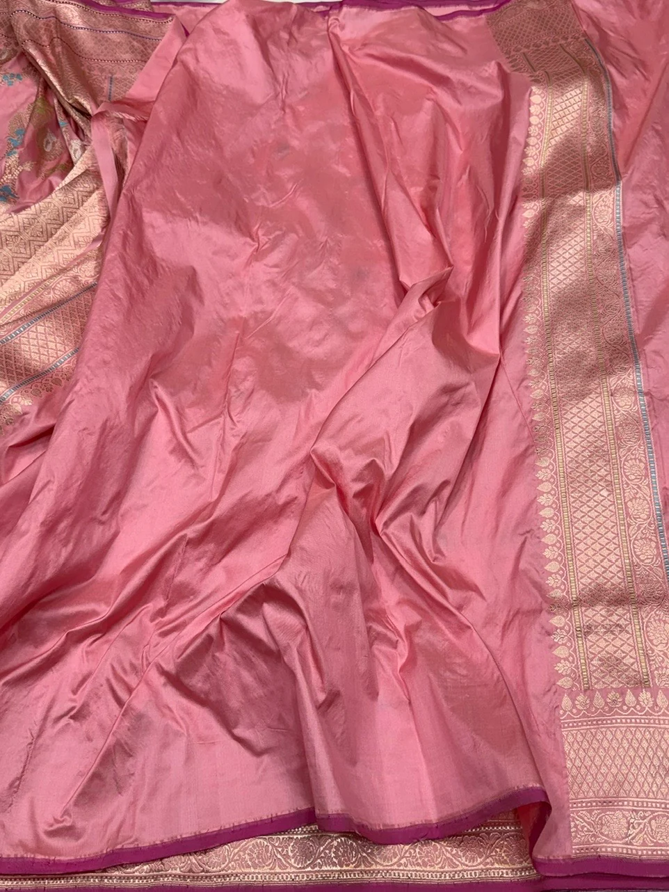 Peach Handwoven Pure Banarasi Silk Saree - Image 3