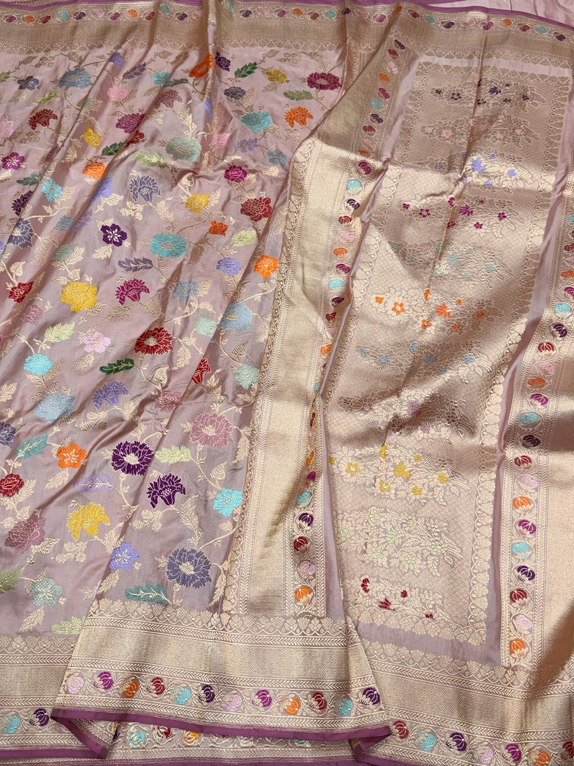 Pastel Peach Handwoven Pure Banarasi Silk Saree – Luxury Kadwa Handloom Wedding & Festive Saree - Image 3