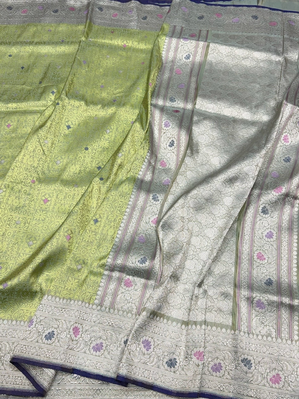 Handwoven Pure Banarasi Tissue Silk Saree – Kadwa Weave in 100% Tissue Silk - Image 6